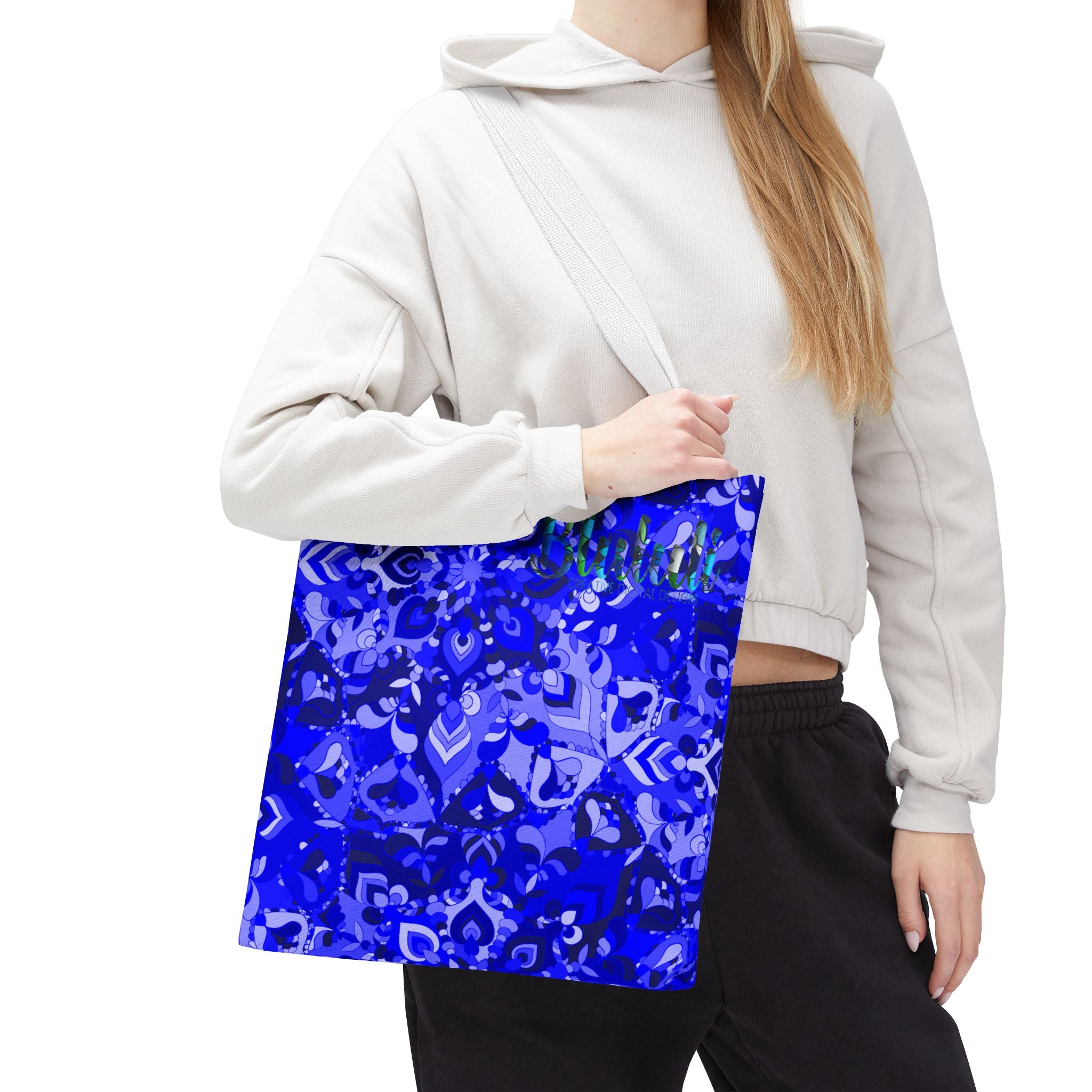 Borsa tote con design mandala blu per un uso quotidiano elegante