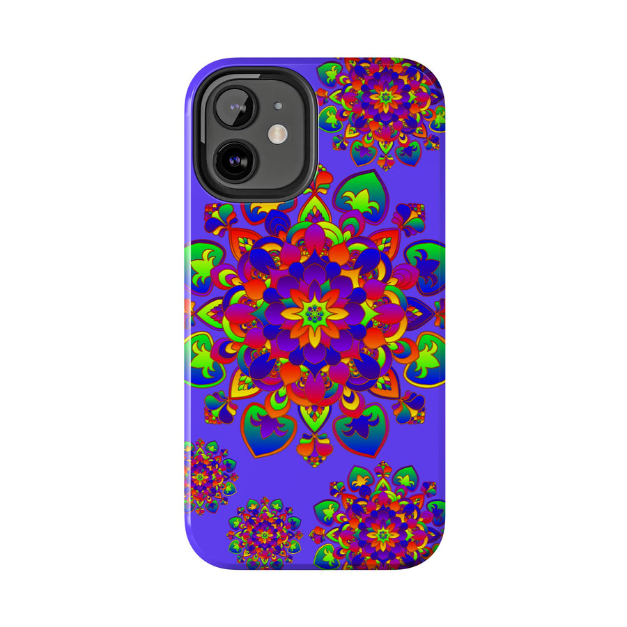 Colorful hand drawn mandala rainbow design phone case for mobile devices