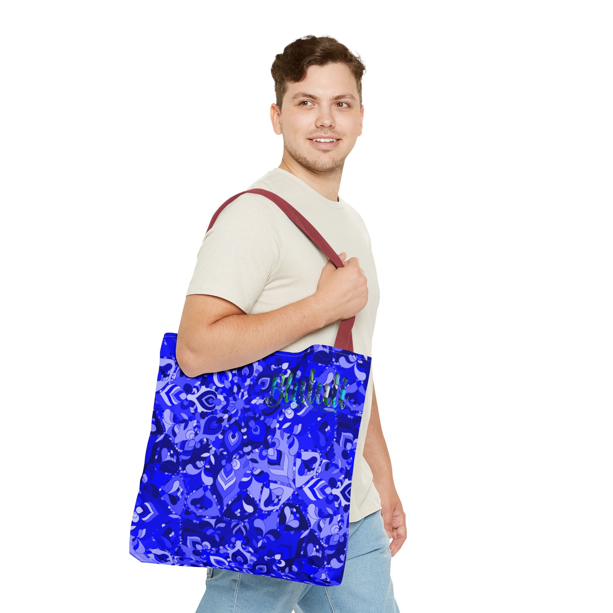 Borsa tote con design mandala blu per un uso quotidiano elegante
