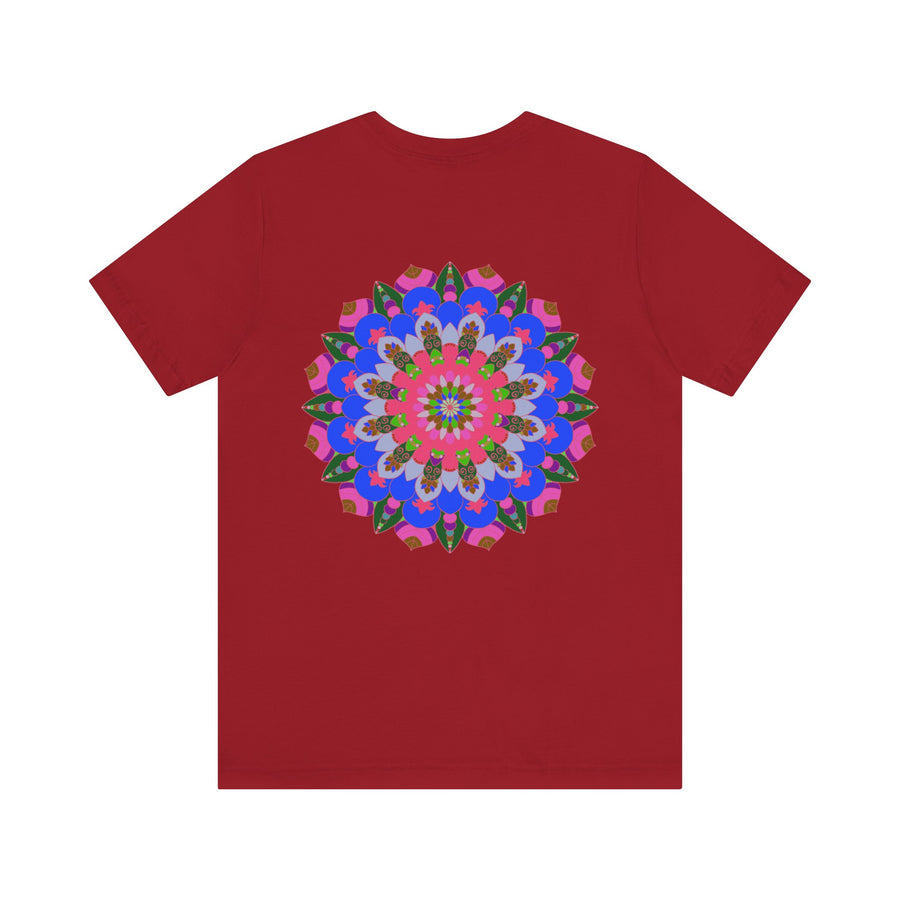 A vibrant mandala tee featuring intricate patterns and vibrant colors, symbolizing spiritual peace and harmony for a serene and peaceful aesthetic
