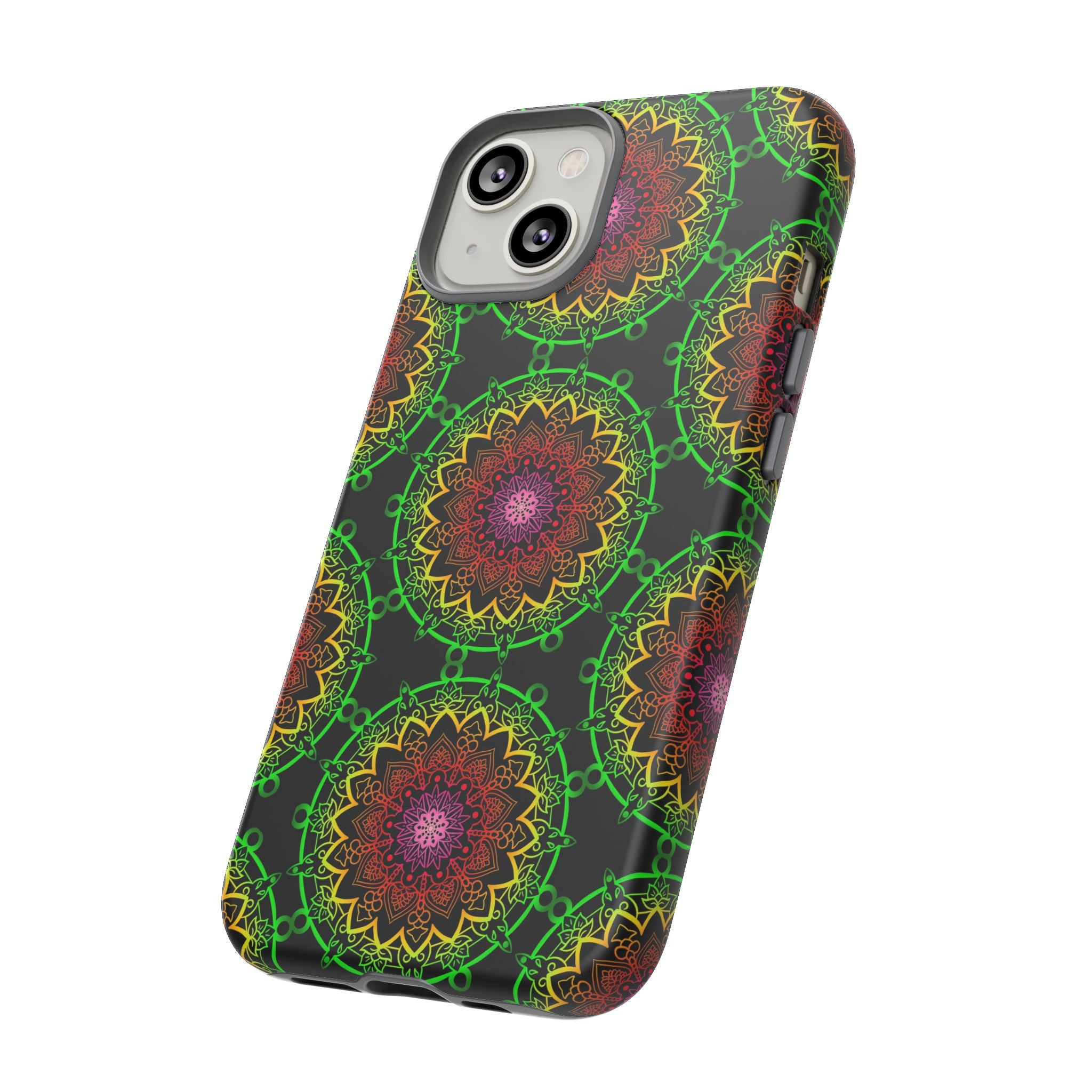 Custodia per telefono con mandala artistica, motivi audaci e stile moderno
