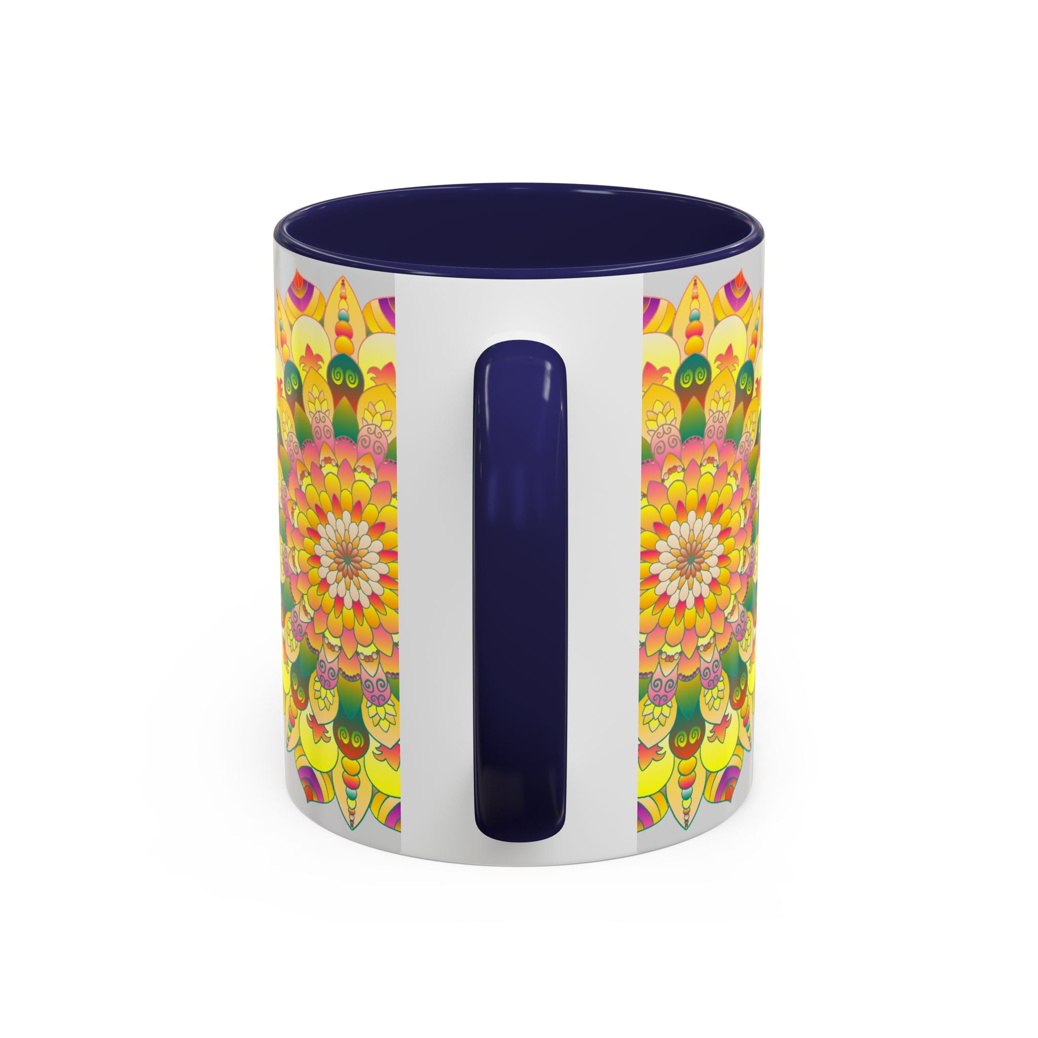 Unique mug with a stunning and colorful floral mandala design