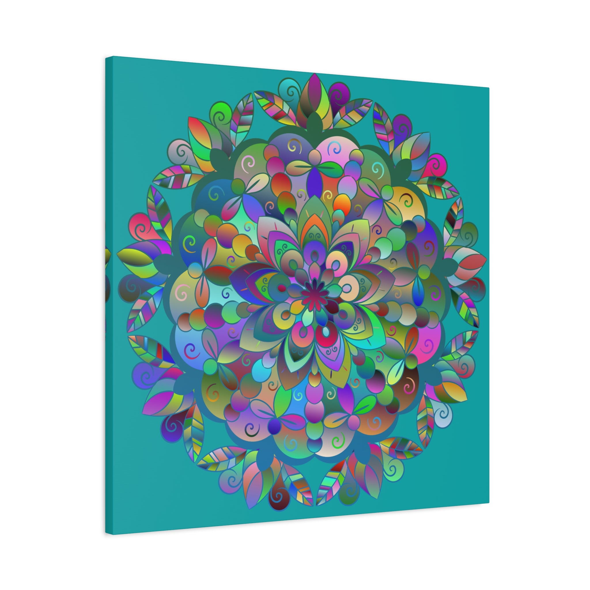 Stampa d'Arte su Tela Opaca Mandala Floreale Colorata — Tesa 3 cm