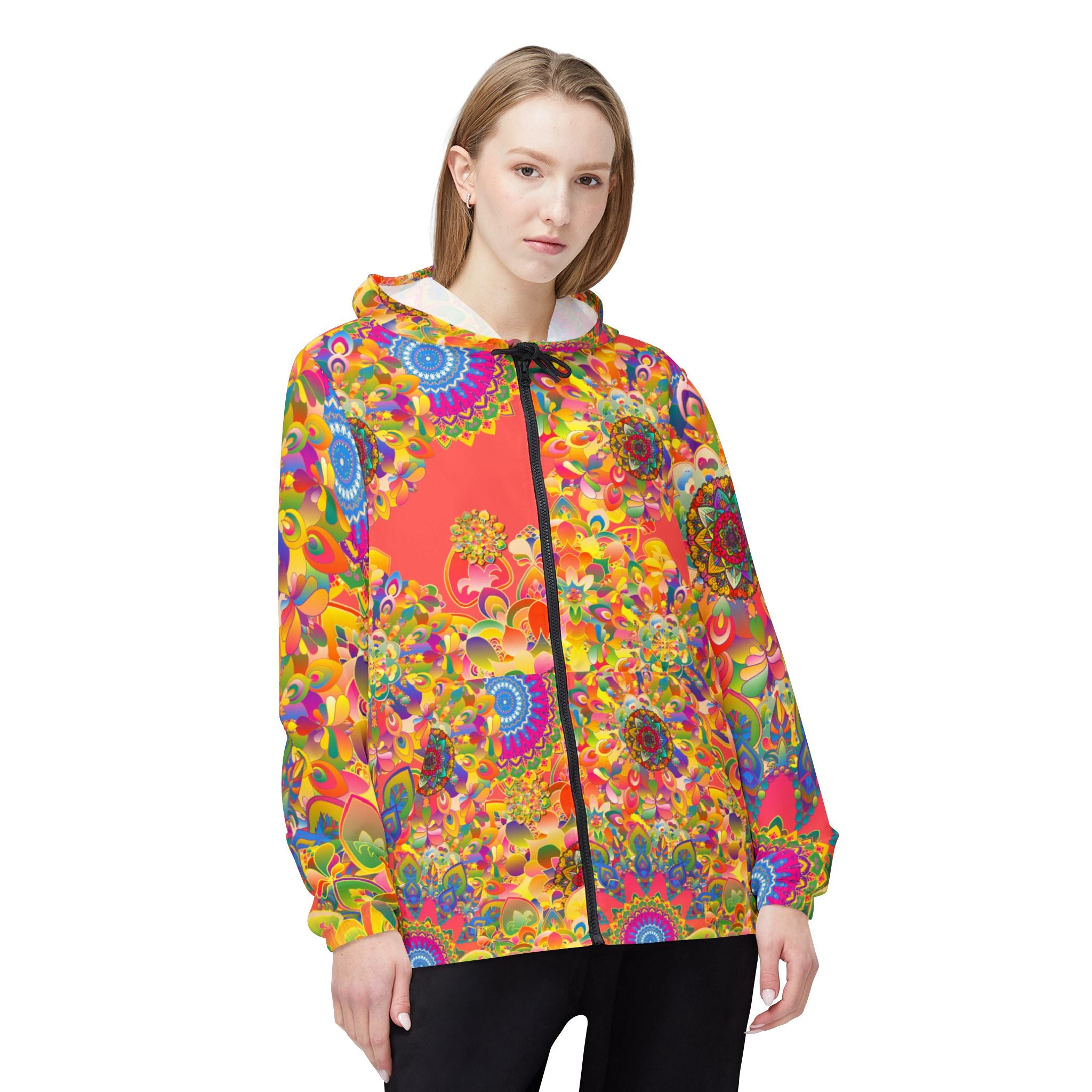 Psychedelic Floral Mandala Windbreaker Jacket