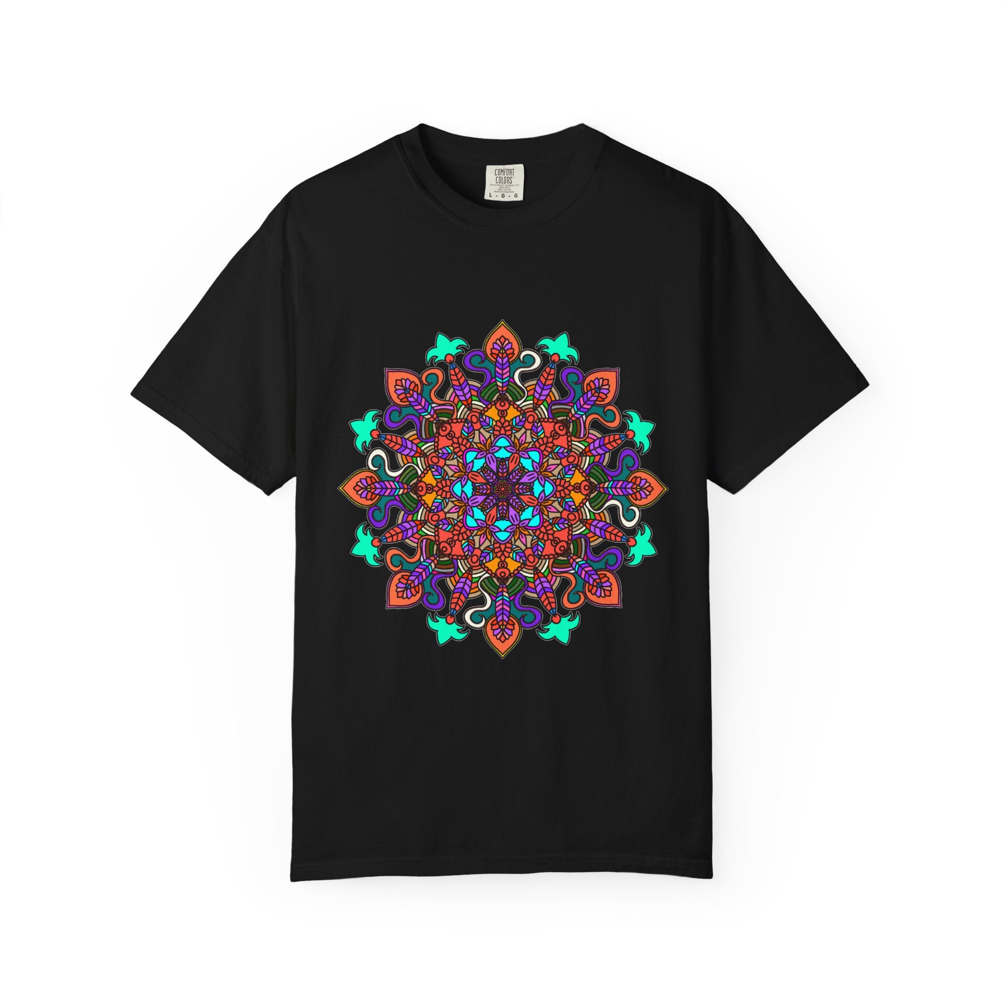 T-shirt con disegno mandala fatto a mano - 100% cotone