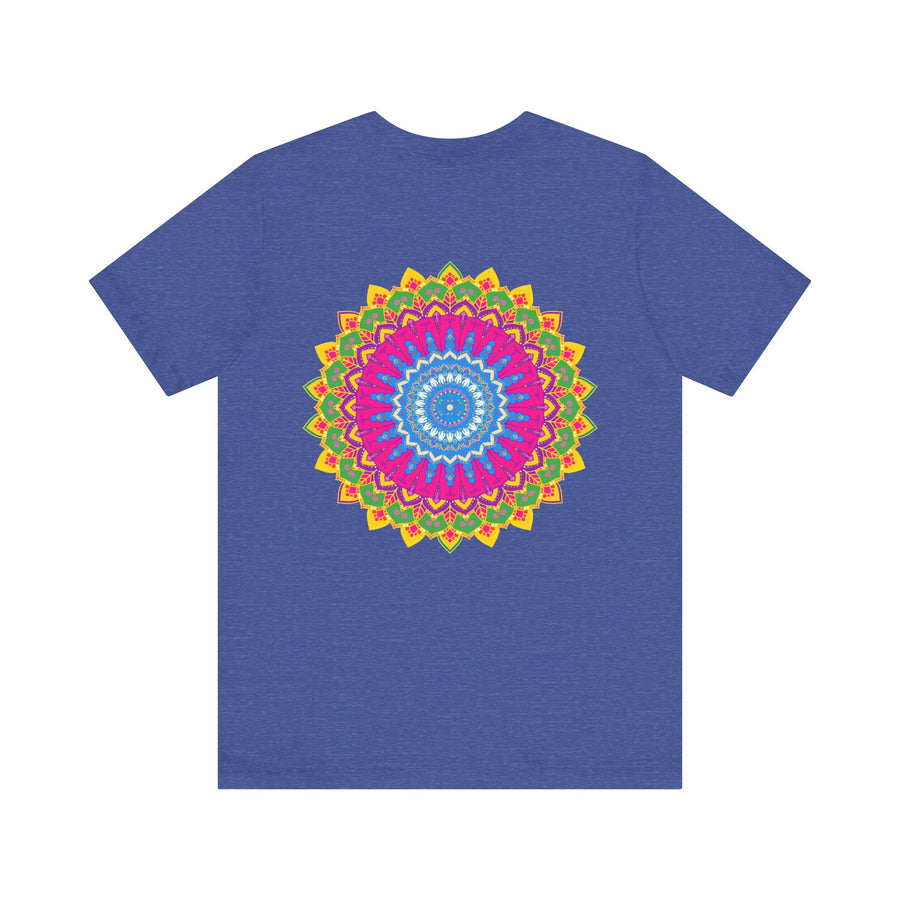 Vibrant and intricately designed mandala t-shirt, evoking a sense of spiritual peace and tranquility, perfect for adding a touch of mindfulness and positivity to your wardrobe