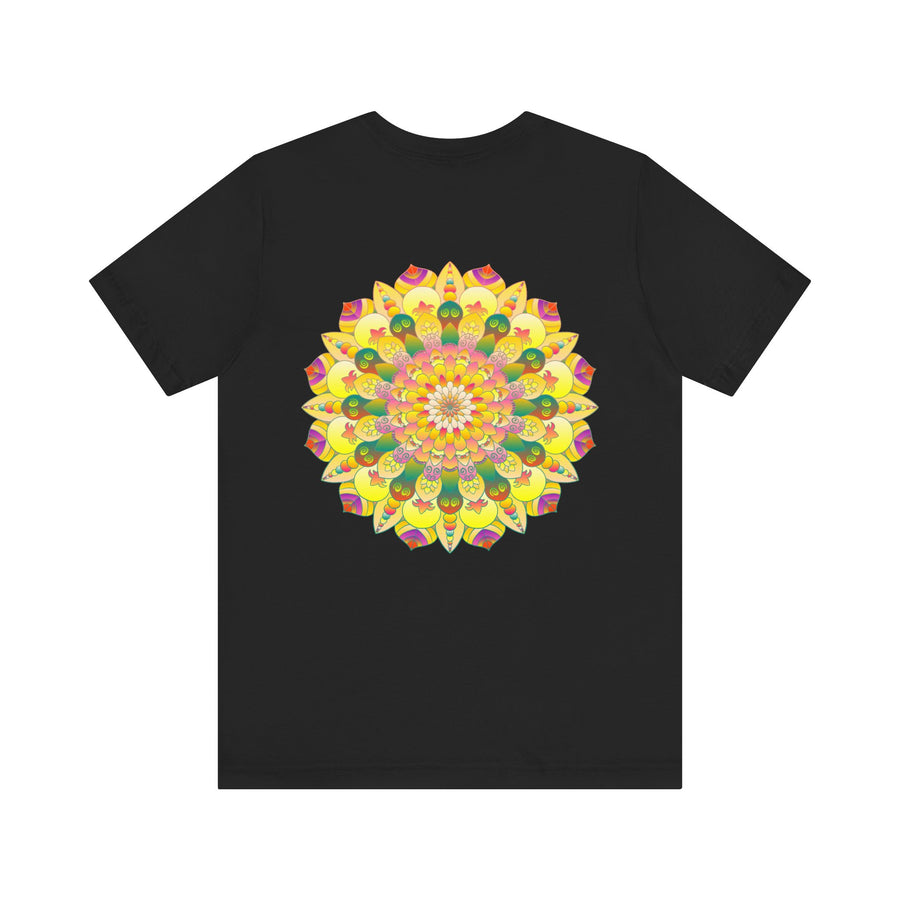 A colorful mandala design tee depicting spiritual peace and harmony