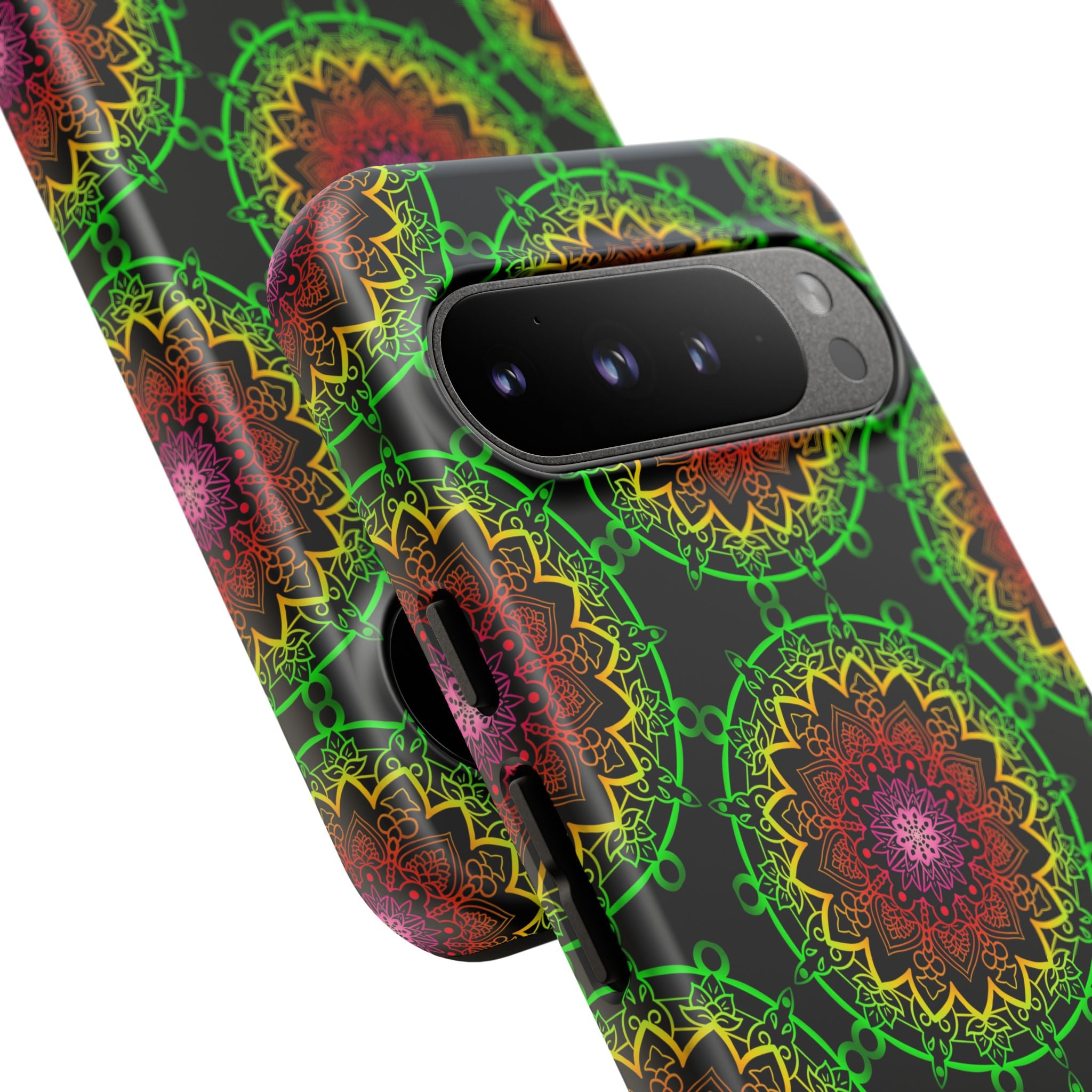 Custodia per telefono con mandala artistica, motivi audaci e stile moderno