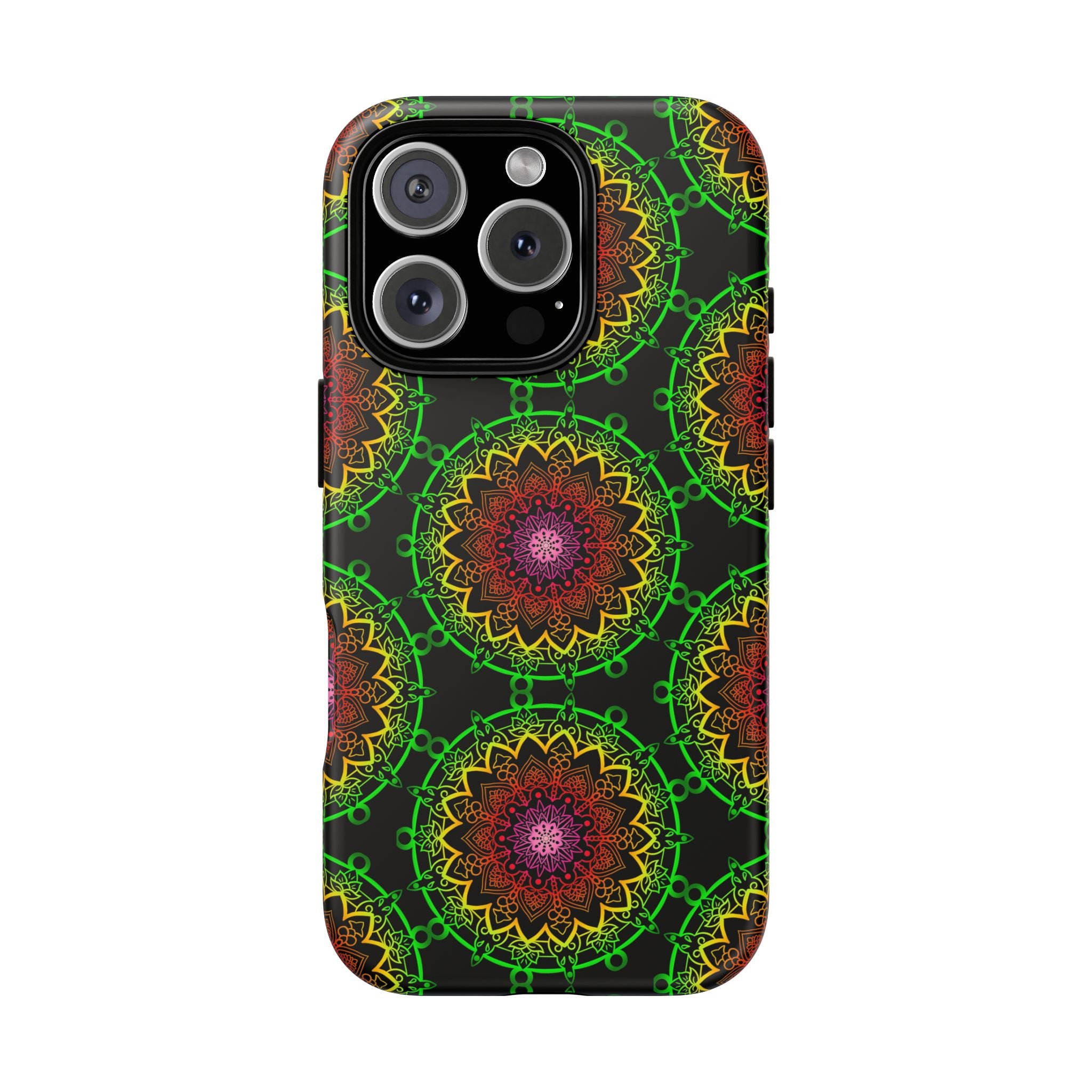 Custodia per telefono con mandala artistica, motivi audaci e stile moderno