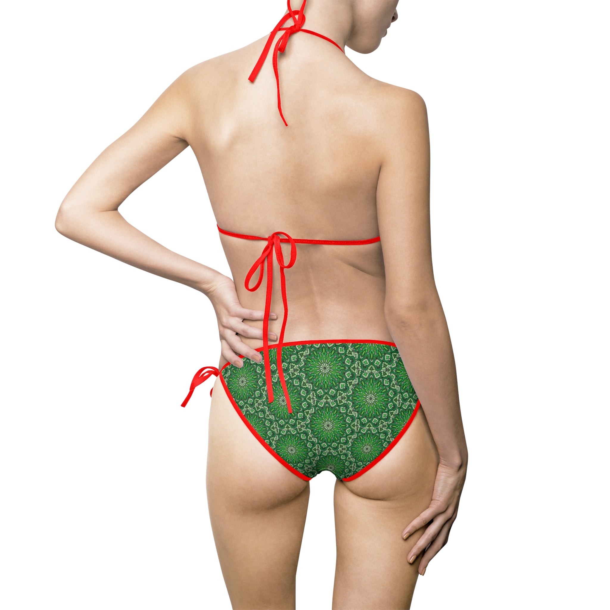 Green Mandala Print Bikini — Women's Tie-Side Two-Piece Swimsuit