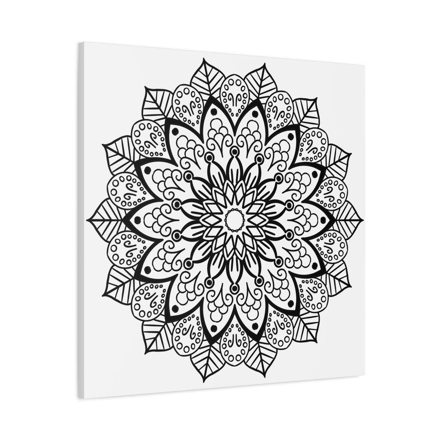 Handmade black and white mandala art with 125 thickness