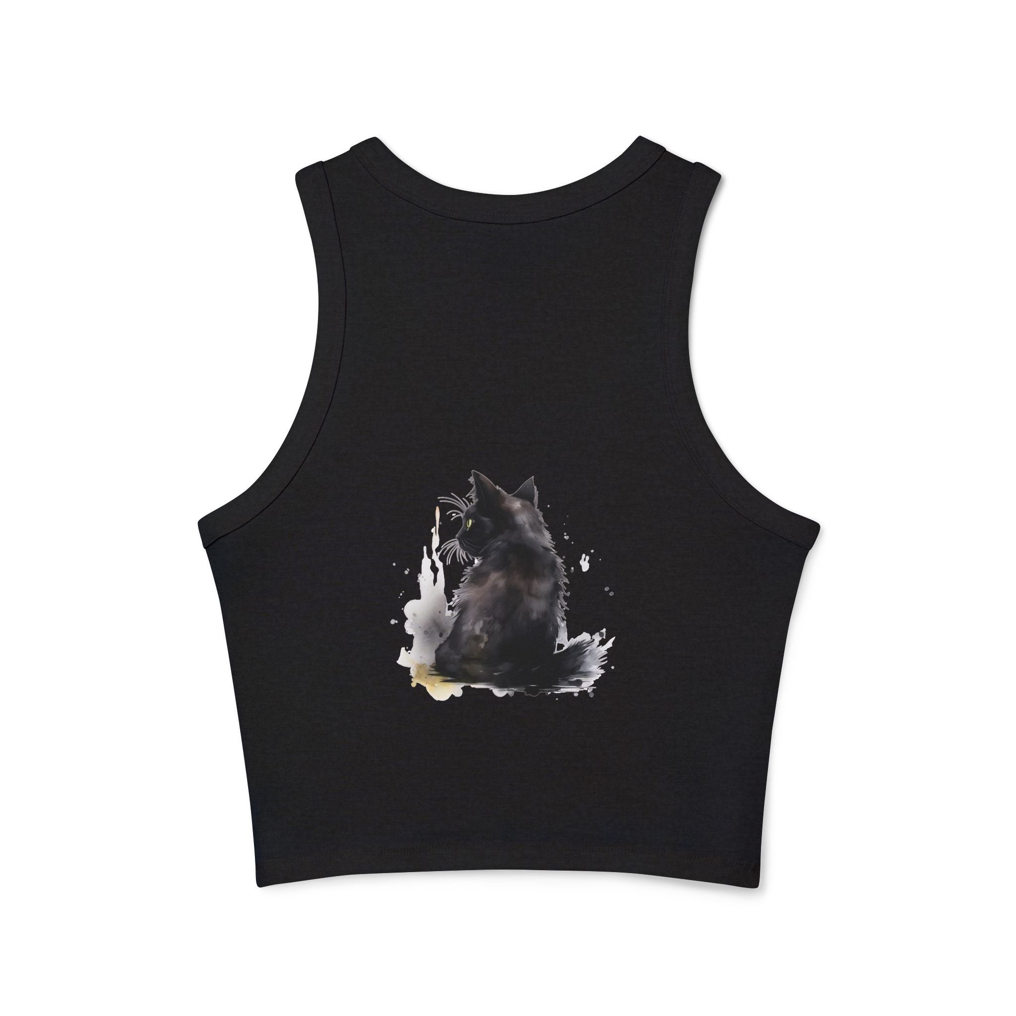 Black Cat Watercolor Racerback Tank Top with racerback style