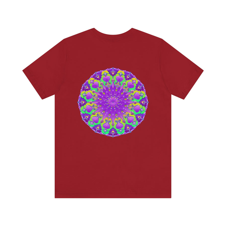 Vibrant purple mandala tee with intricate design representing spiritual peace and harmony, perfect for meditation and mindfulness practices