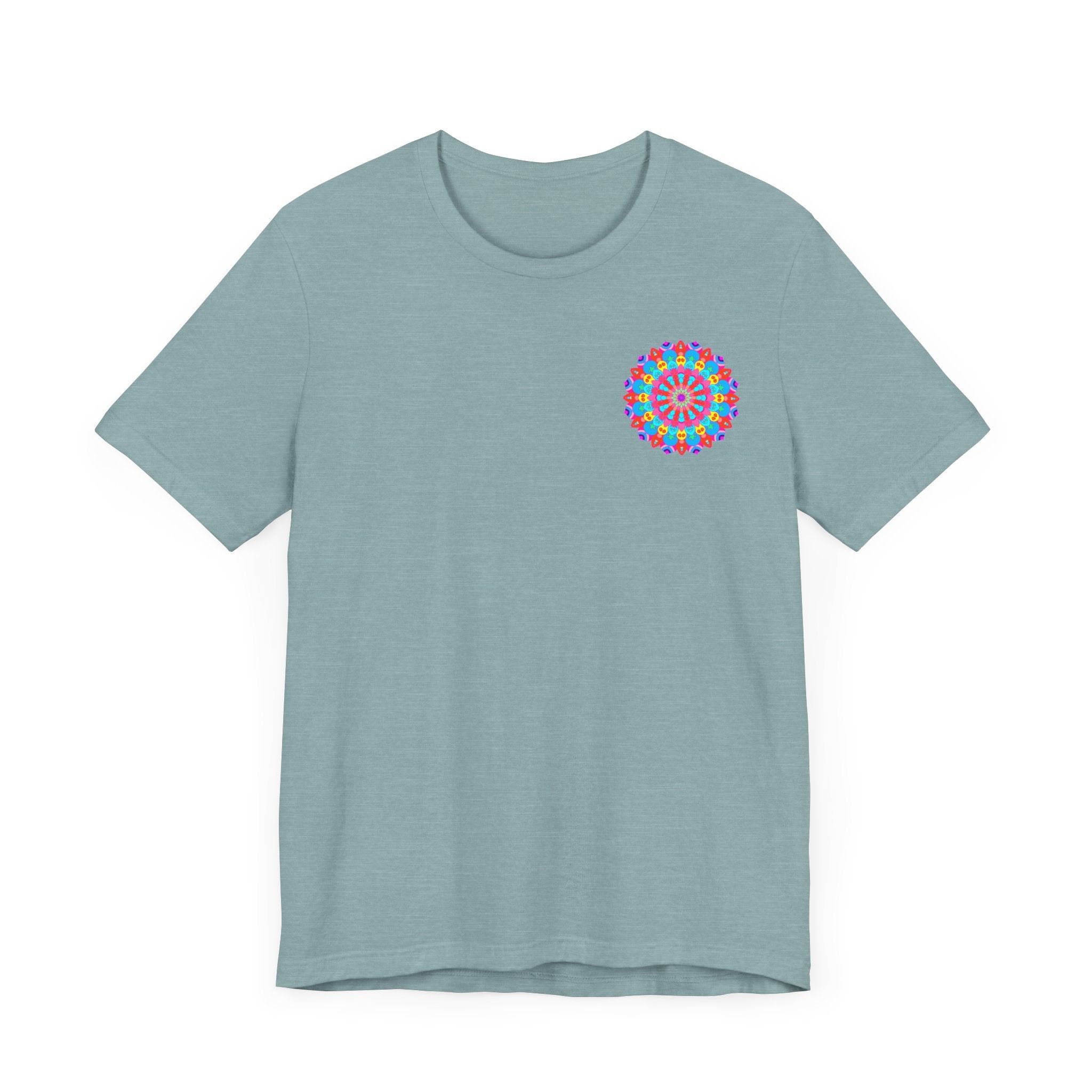 Vibrant Mandala Tee with intricate spiritual design promoting peace and harmony
