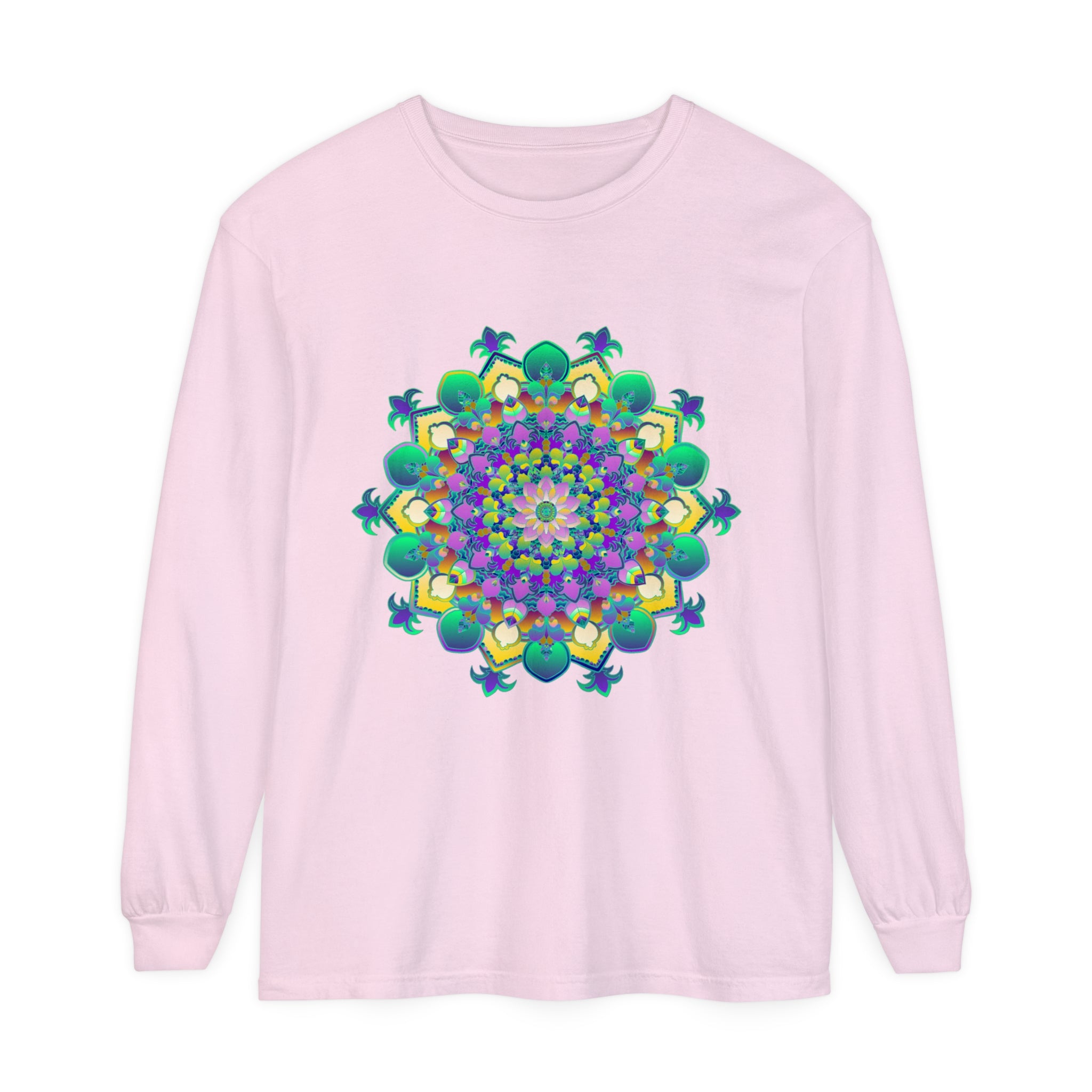Beautiful and intricate mandala design on a long sleeve t-shirt