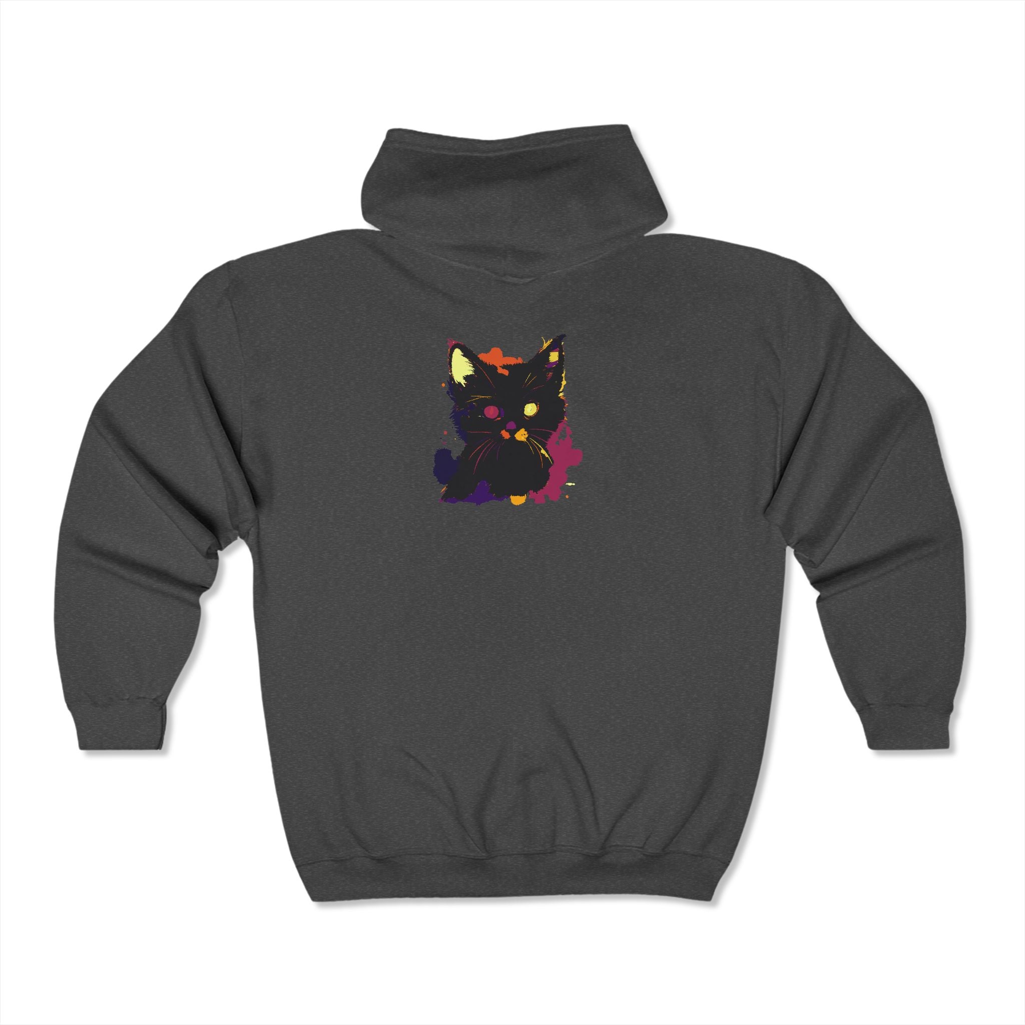 Mystical black cat watercolor hoodie showcasing a unique and eye-catching design