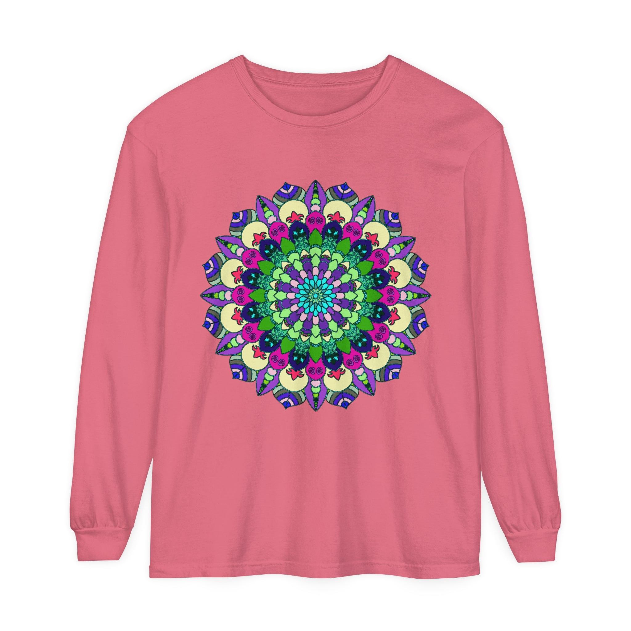 Unisex long sleeve shirt with a beautiful and eye-catching mandala pattern