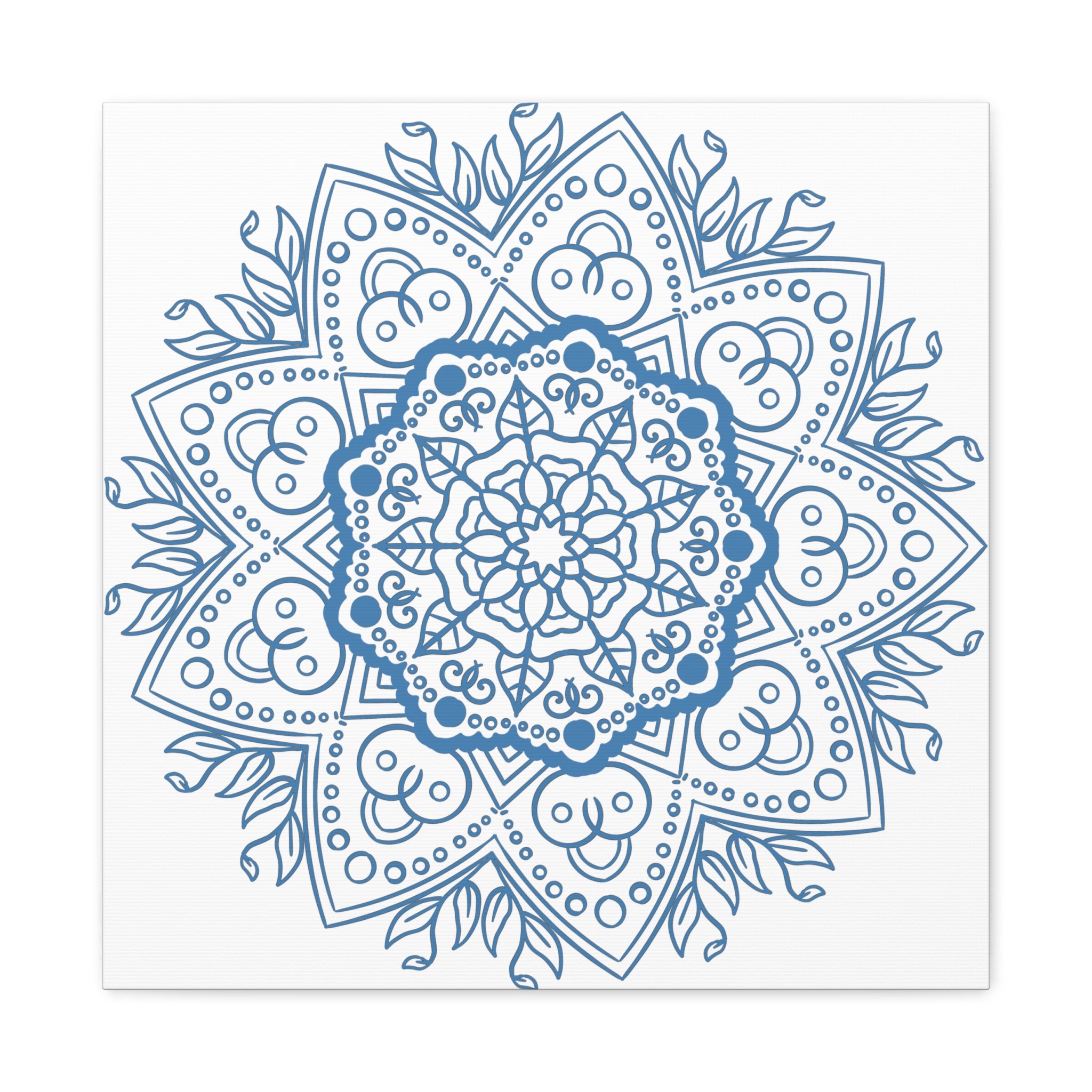 Beautiful Handmade Mandala Design Wall Art in Steel Blue on Matte Canvas, Stretched and 125 inches thick, perfect for adding a touch of elegance to any room