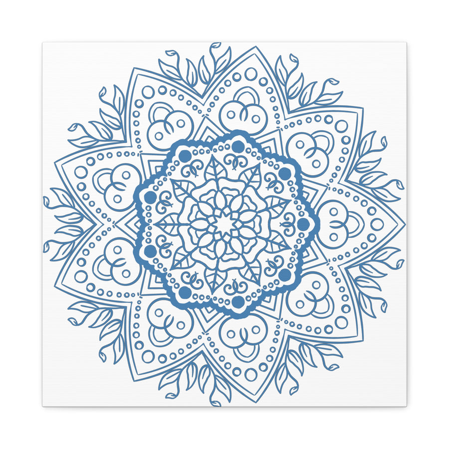 Beautiful Handmade Mandala Design Wall Art in Steel Blue on Matte Canvas, Stretched and 125 inches thick, perfect for adding a touch of elegance to any room
