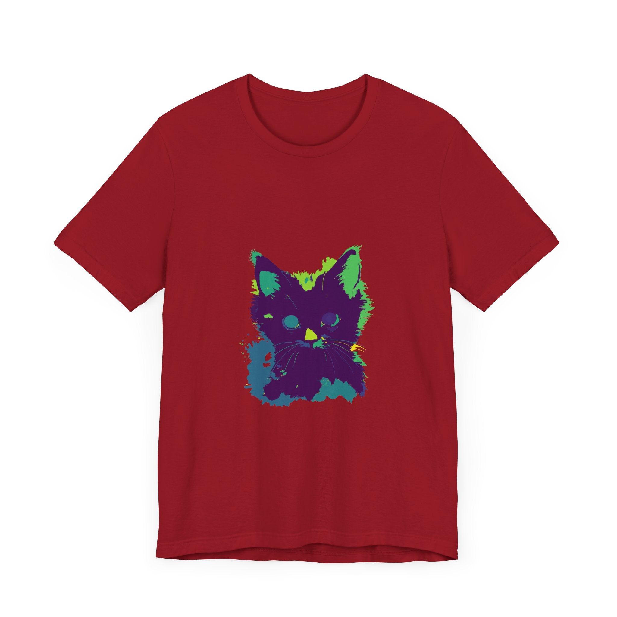 Neon Black Cat Mystery T-Shirt featuring a glowing cat design on a black background for a unique and eye-catching look