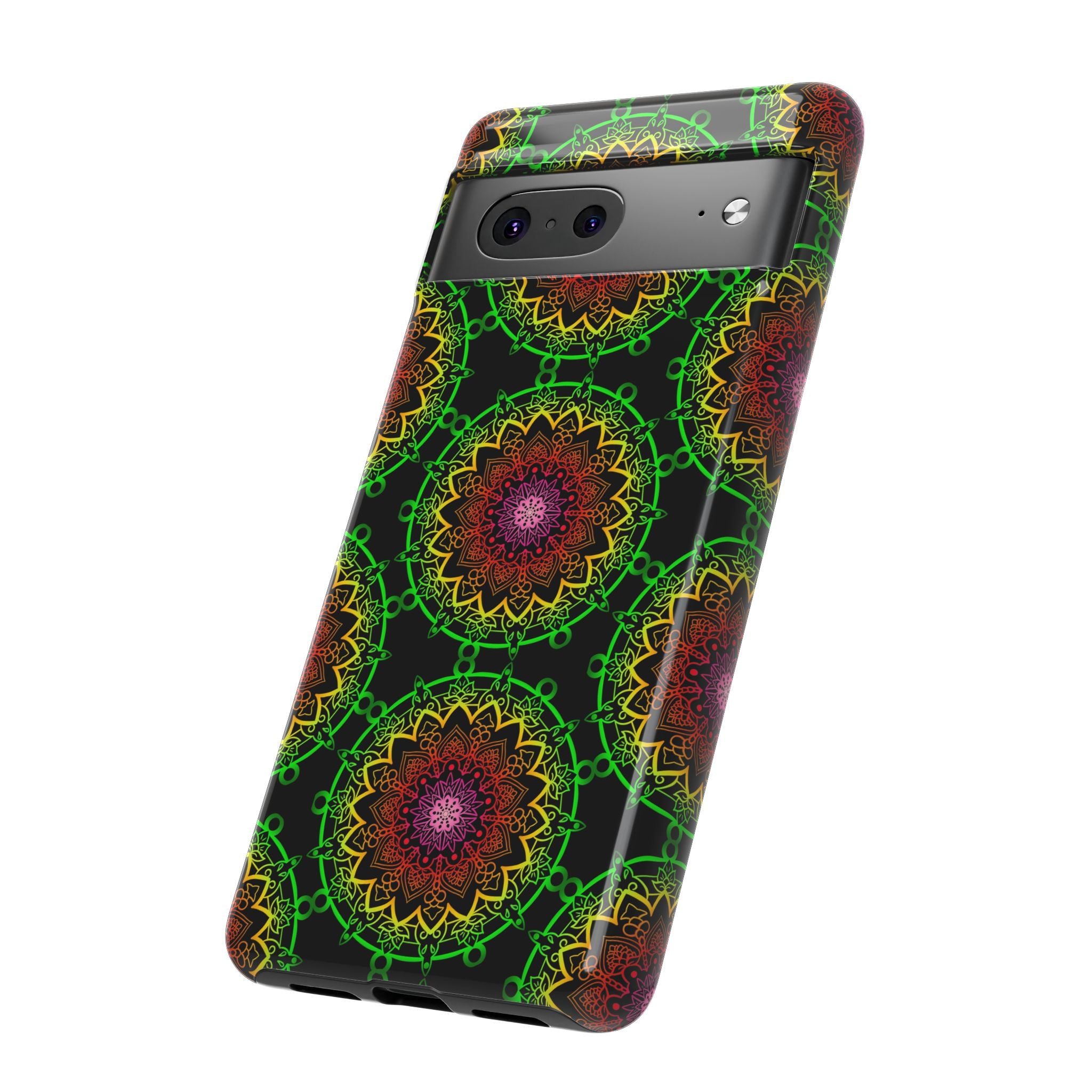 Custodia per telefono con mandala artistica, motivi audaci e stile moderno