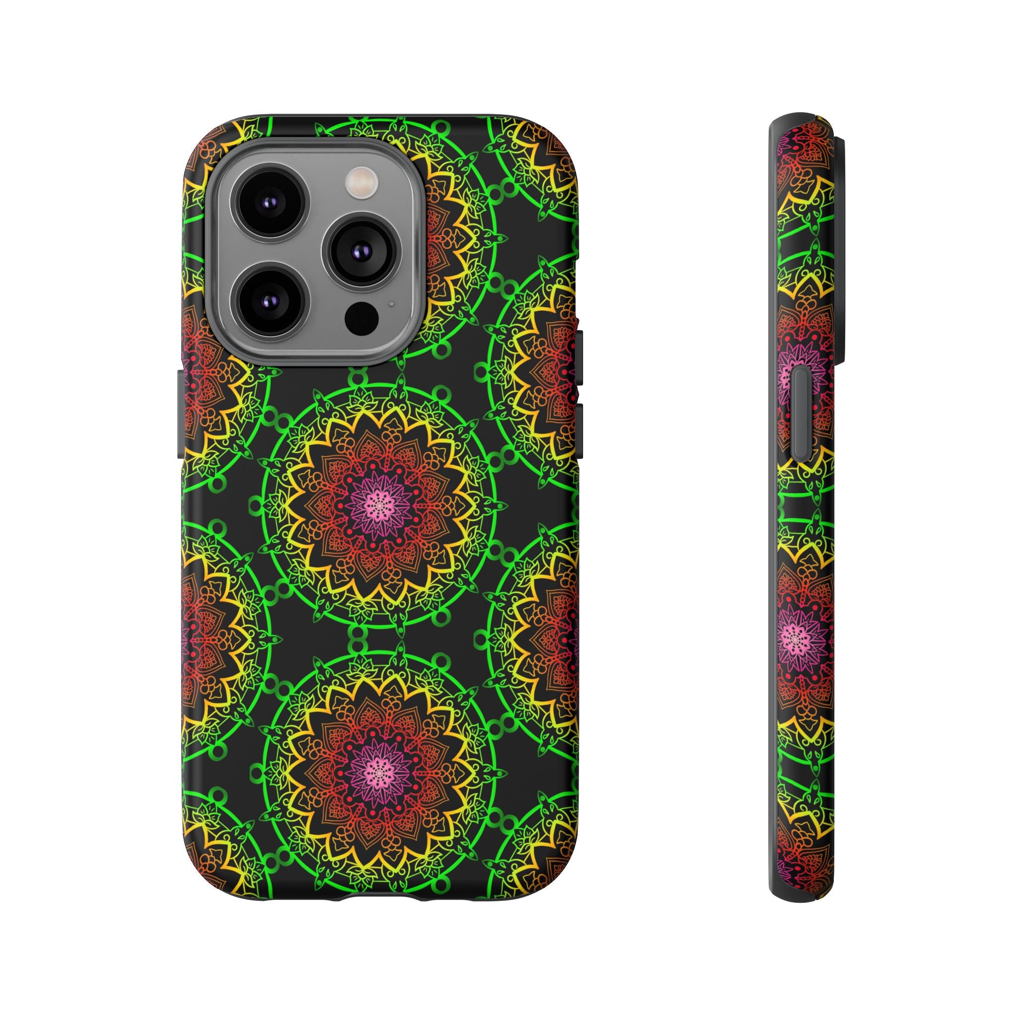 Custodia per telefono con mandala artistica, motivi audaci e stile moderno