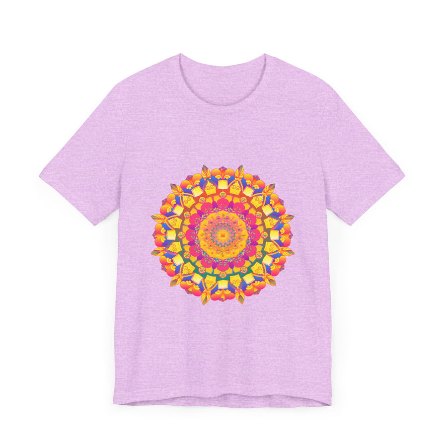 Vibrant and detailed mandala tee shirt with intricate and colorful pattern