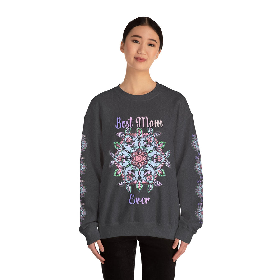 Mandala Art Crewneck Sweatshirt Celebrating Moms in Soft Hues