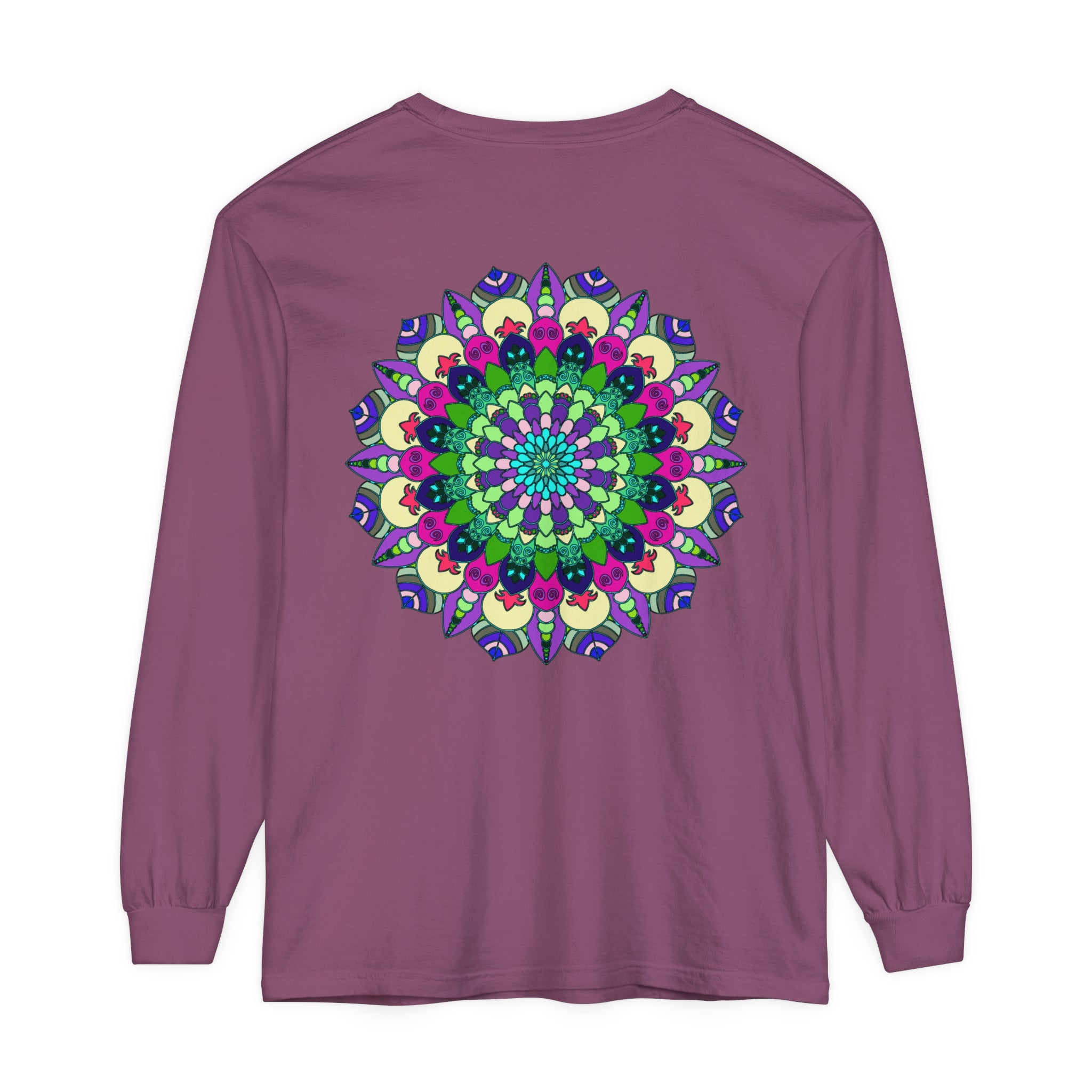 Unisex t-shirt with a vibrant and detailed mandala print on the sleeves