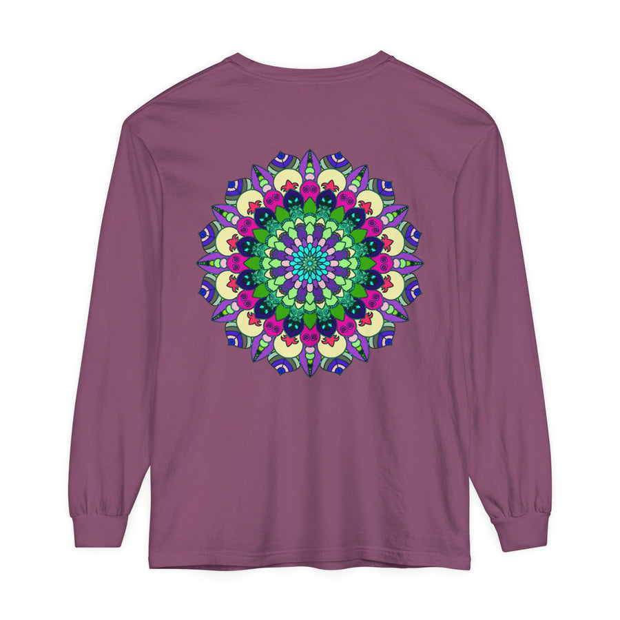 Unisex t-shirt with a vibrant and detailed mandala print on the sleeves