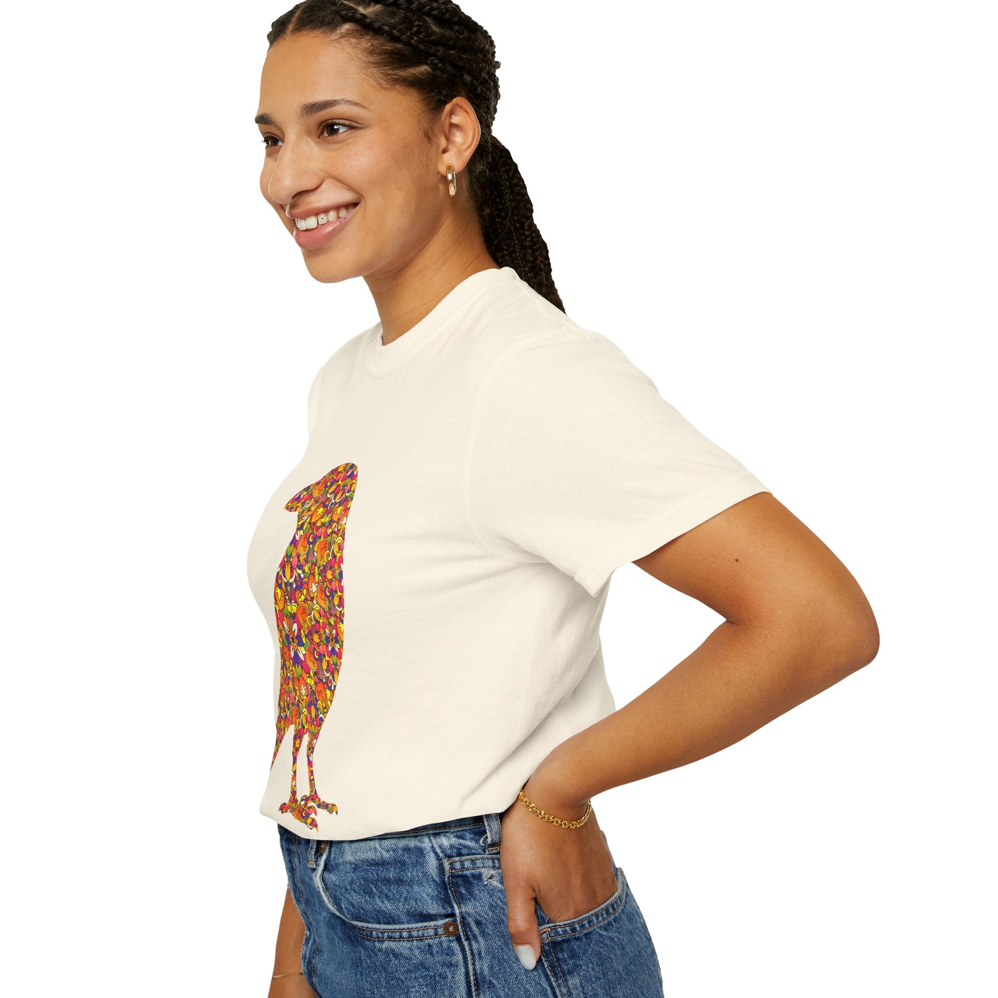 Maglietta con mandala floreale e corvo radioso