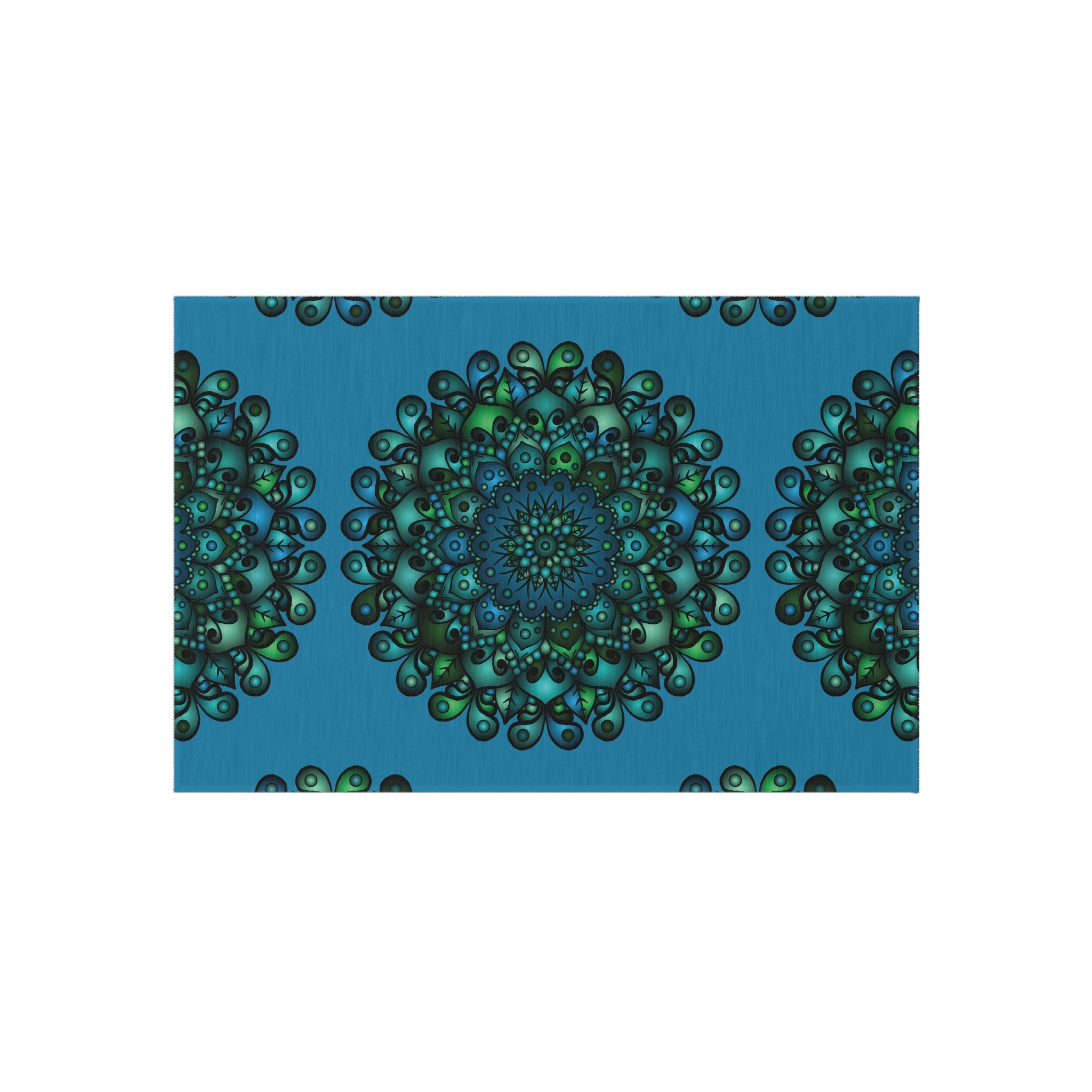 Tappeto da esterno Mandala blu e verde — Tappeto da patio resistente alle intemperie