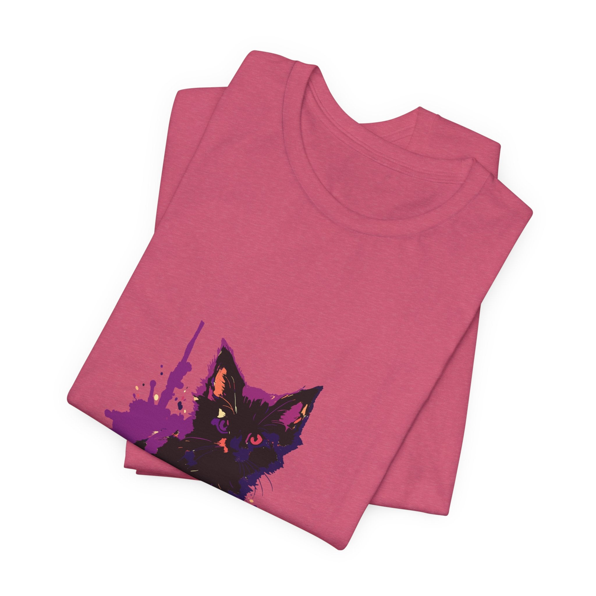 Black Cat Mystery - Purple Paint Splatter T-Shirt