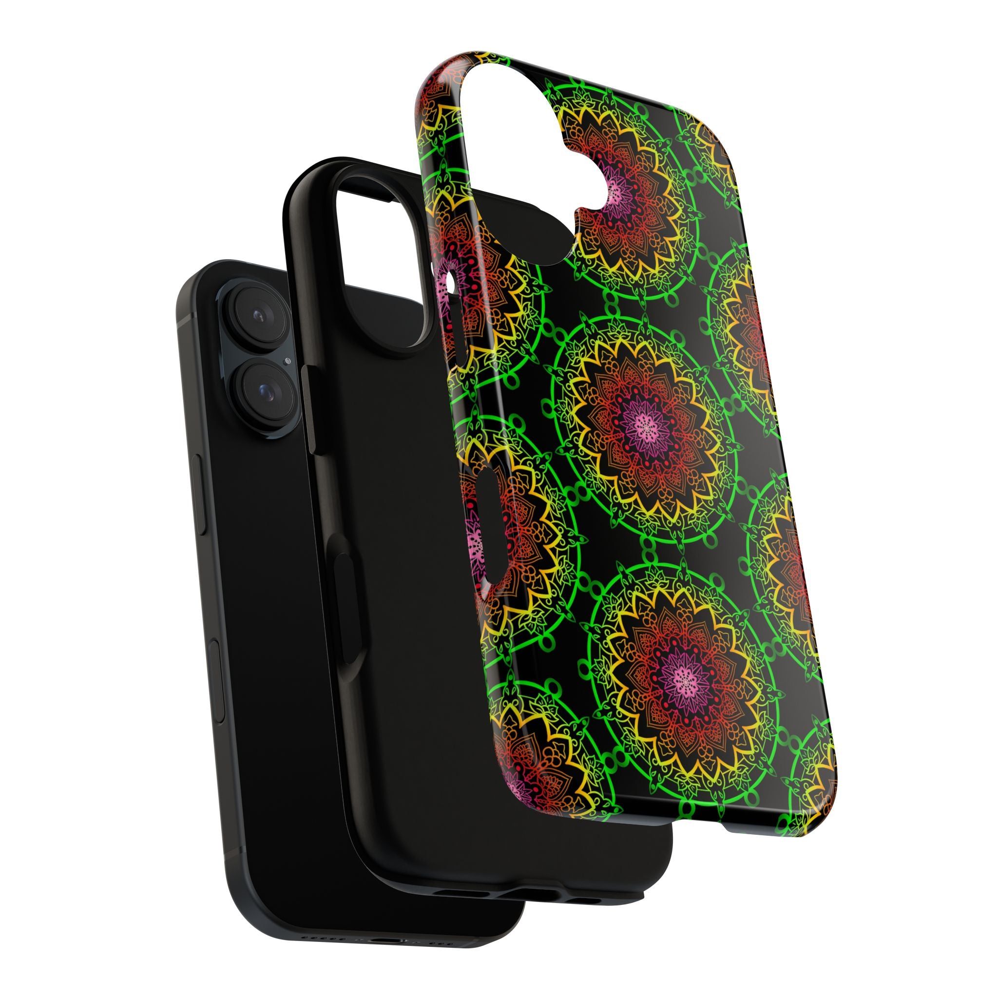 Custodia per telefono con mandala artistica, motivi audaci e stile moderno