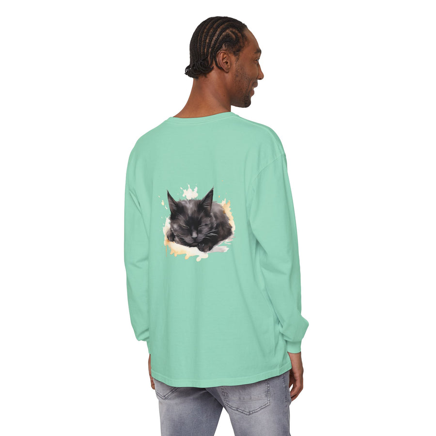 Full Sleeve Tee | Sleepy Cat Watercolor