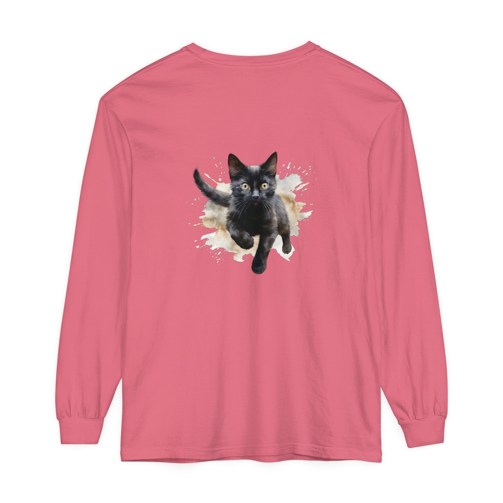 Stylish Black Cat Watercolor Splash T-Shirt with comfortable and soft fabric