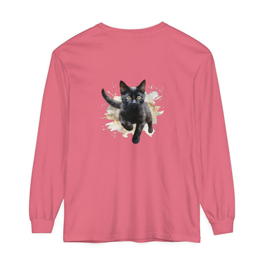 Stylish Black Cat Watercolor Splash T-Shirt with comfortable and soft fabric