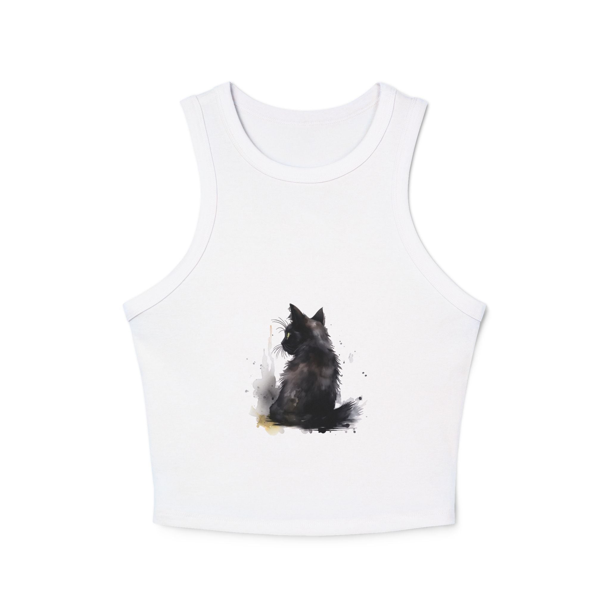 Black Cat Watercolor Racerback Tank Top for casual wear