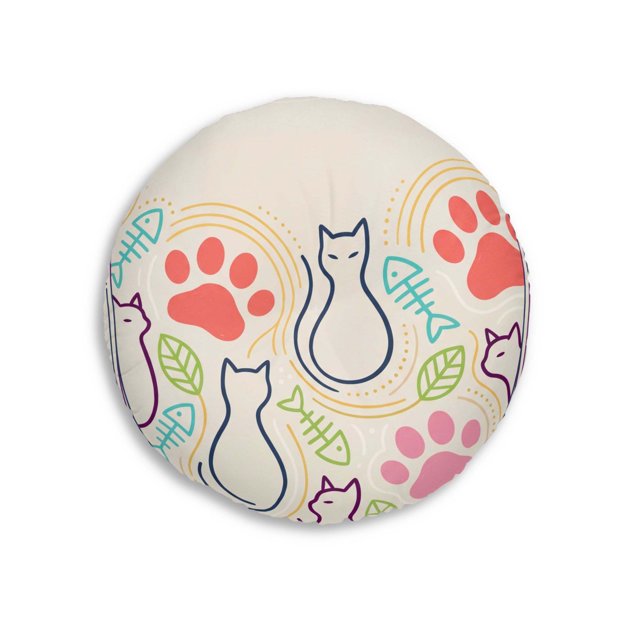 Cuscino da pavimento rotondo Boho Cat Hug