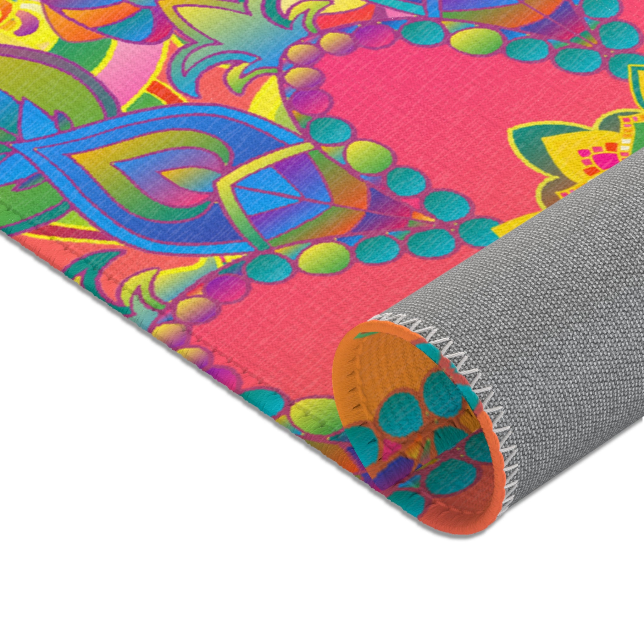 Psychedelic Floral Mandala Area Rug