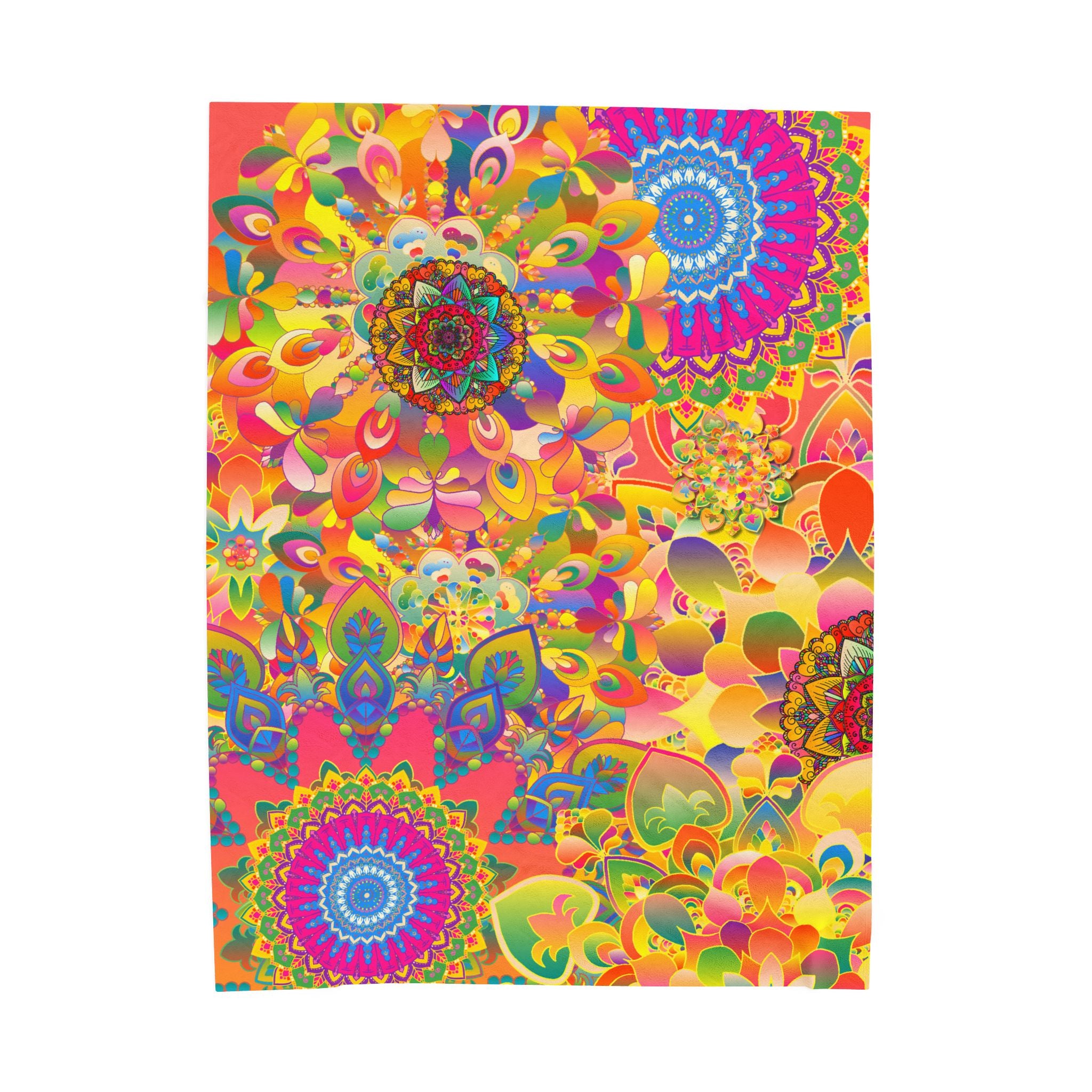 Psychedelic Floral Mandala Plush Blanket
