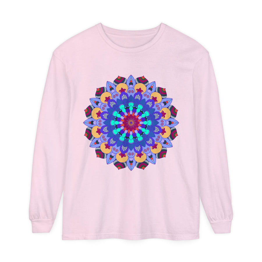 Colorful and intricate mandala design long sleeve t-shirt for women
