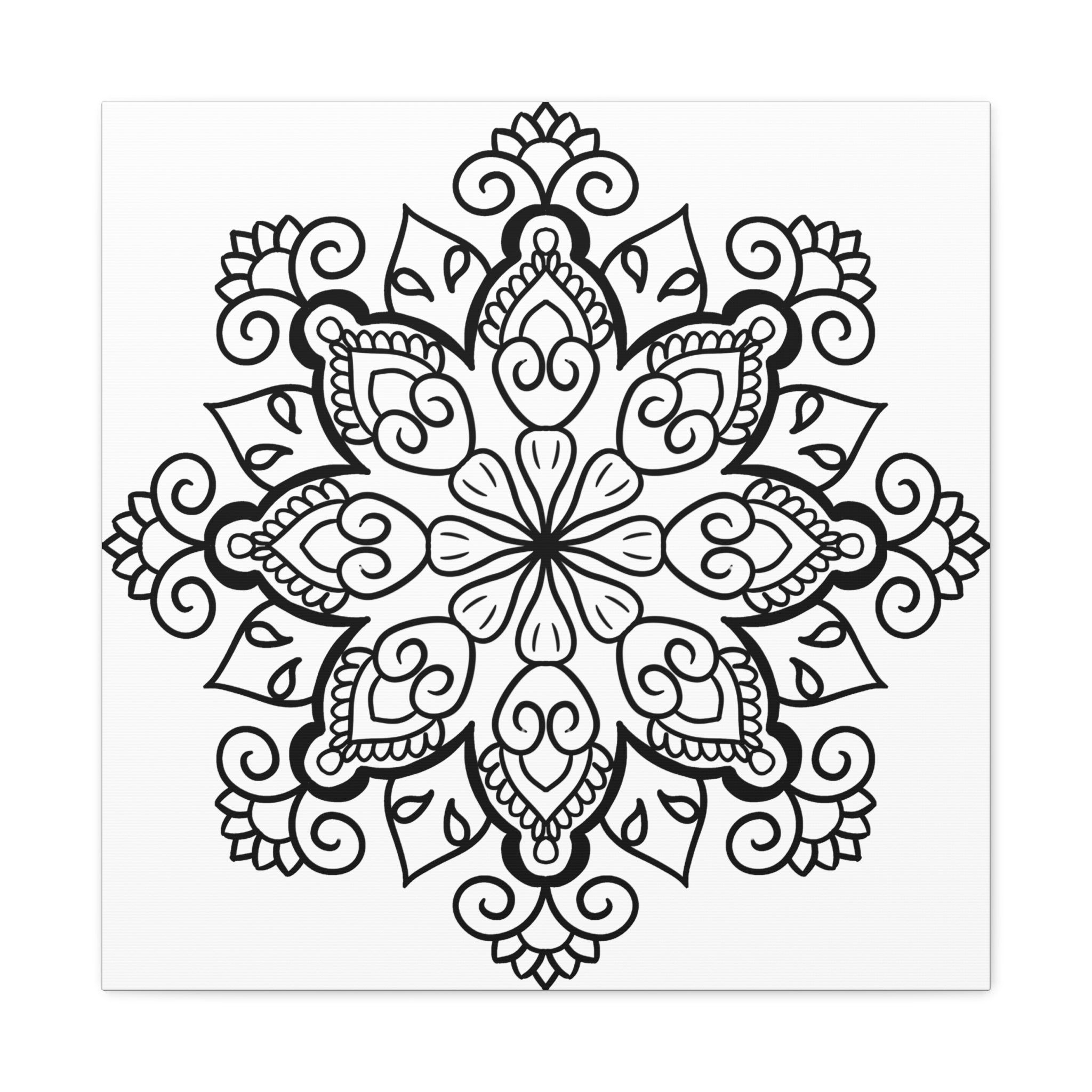 Handmade Mandala Art - Black & White Wall Art - Matte Canvas, Stretched, 125 - Intricately crafted monochromatic mandala design on high-quality canvas