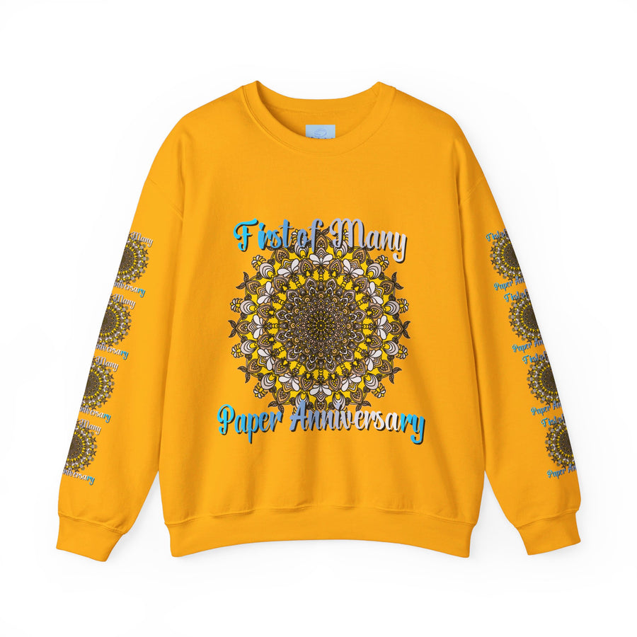 Front view of the crewneck sweatshirt with ribbed cuffs and waistband
