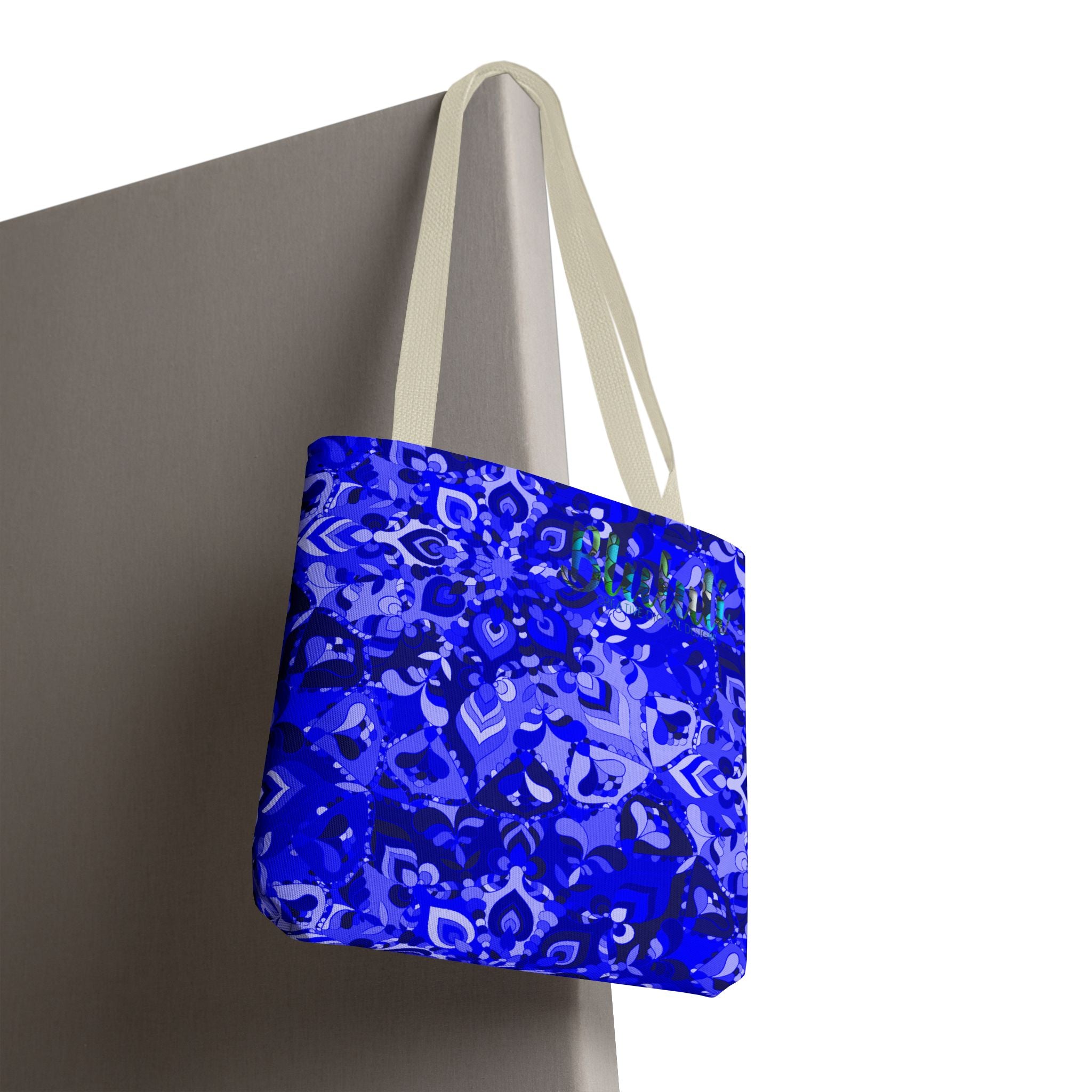 Borsa tote con design mandala blu per un uso quotidiano elegante