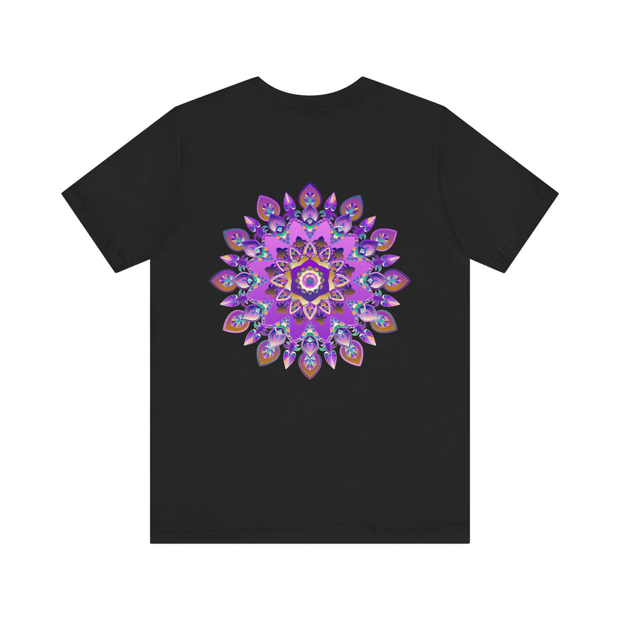 Vibrant purple mandala t-shirt featuring spiritual peace and harmony design