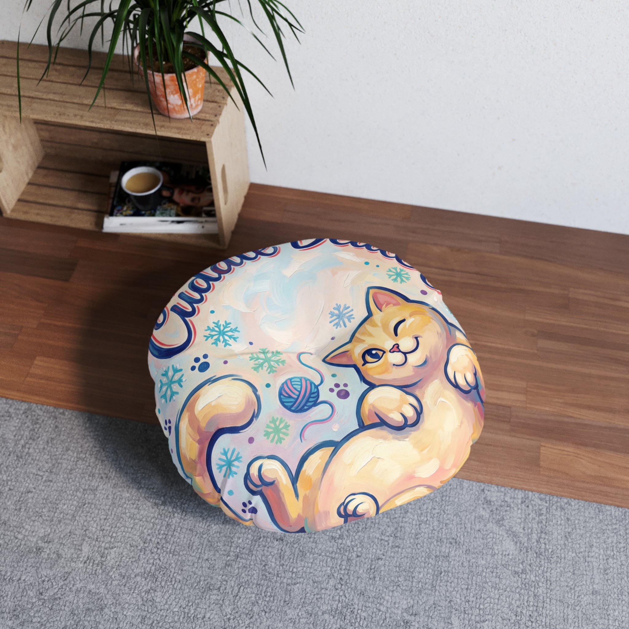 Cuscino da pavimento rotondo a forma di gatto Cuddle Dealer