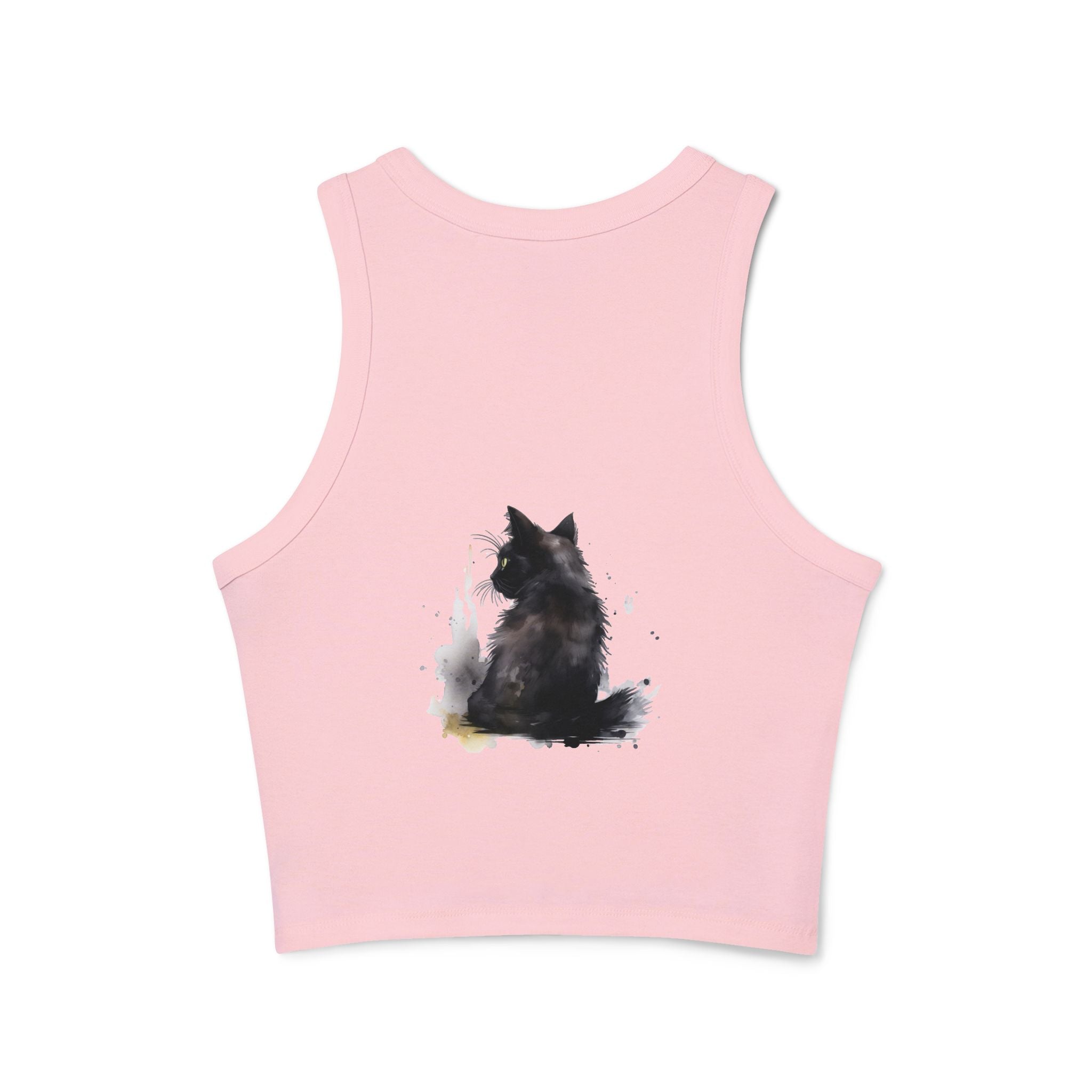 Black Cat Watercolor Racerback Tank Top for cat lovers