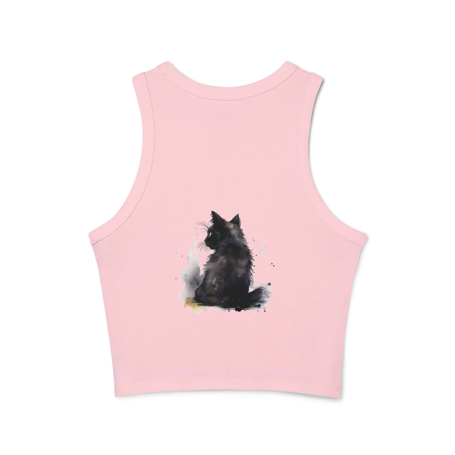 Black Cat Watercolor Racerback Tank Top for cat lovers