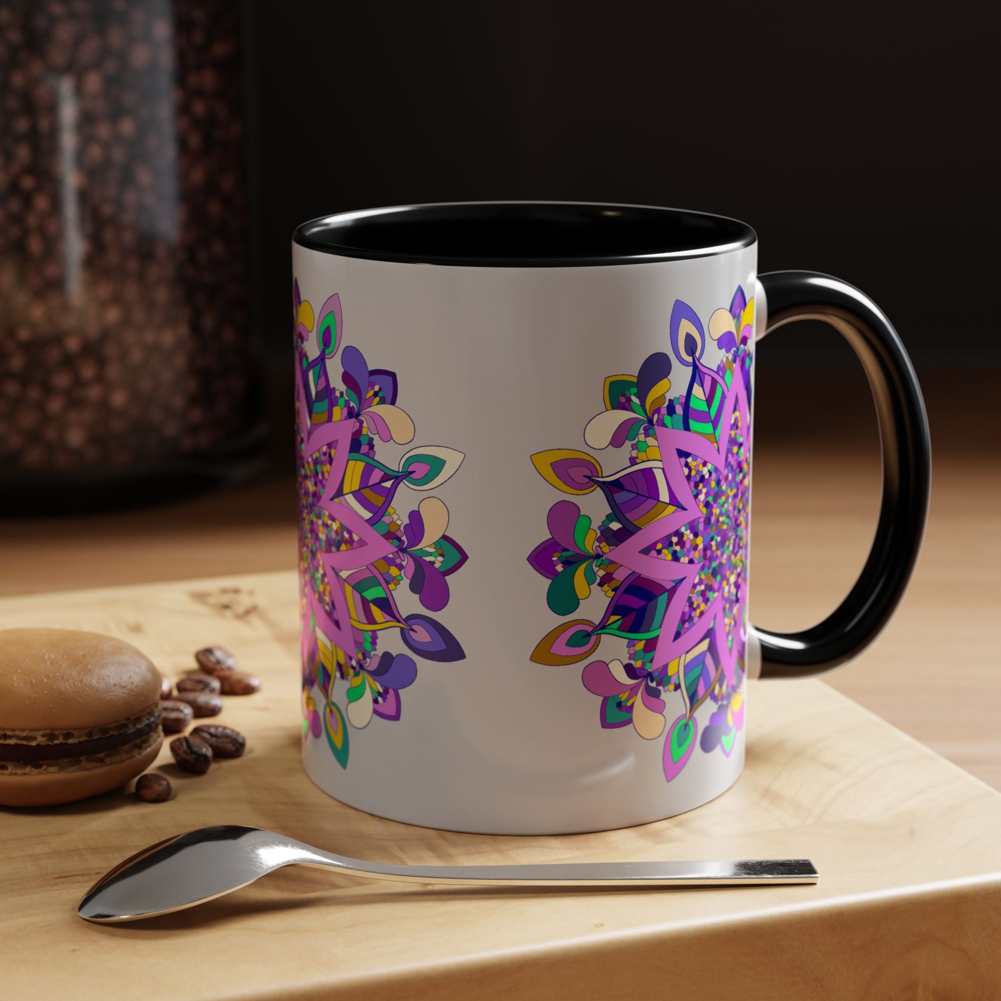 Chic Mug with Eye-catching Mandala Art on Light Grey Background